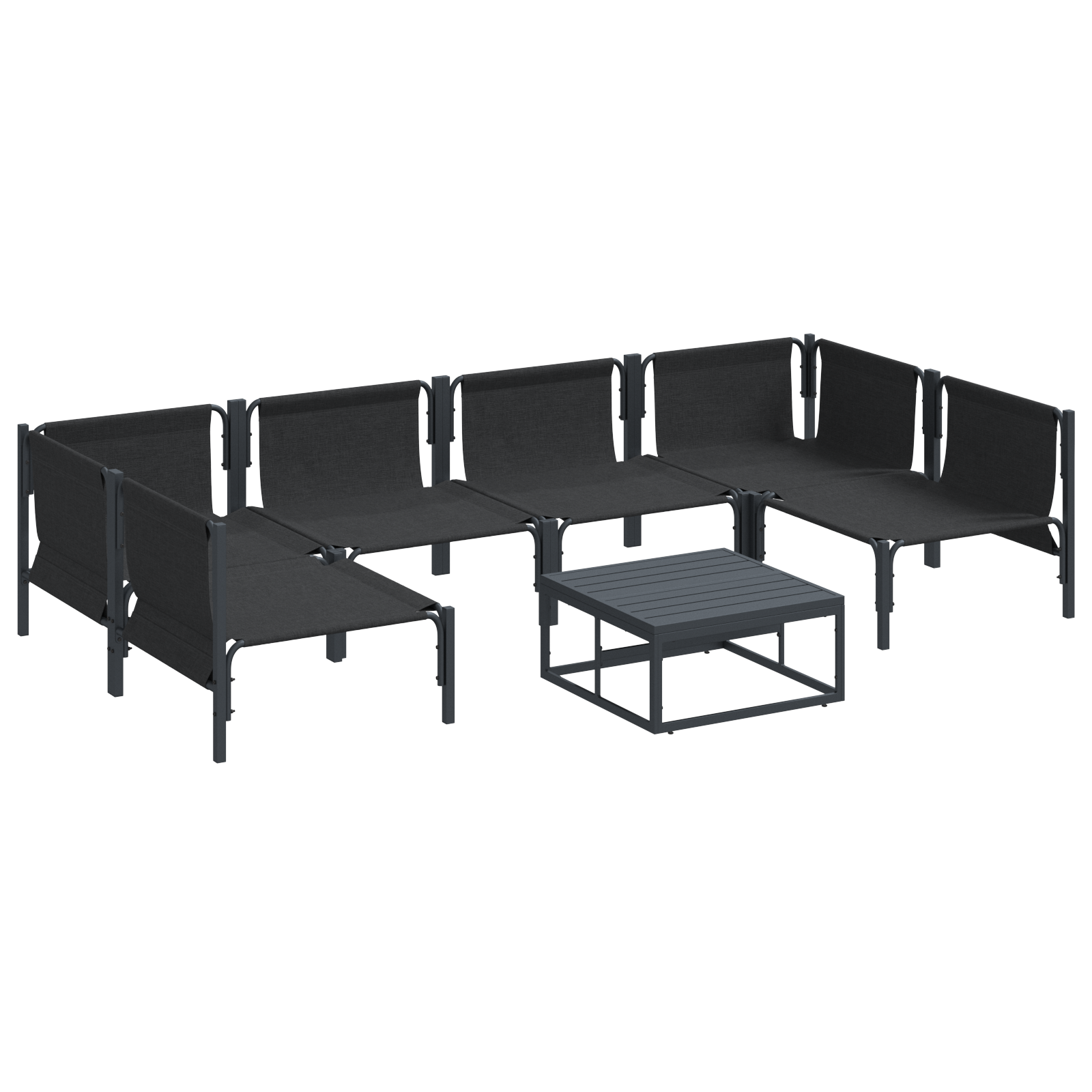 Hagesofa Set 7 pcs Antrasitt Stål