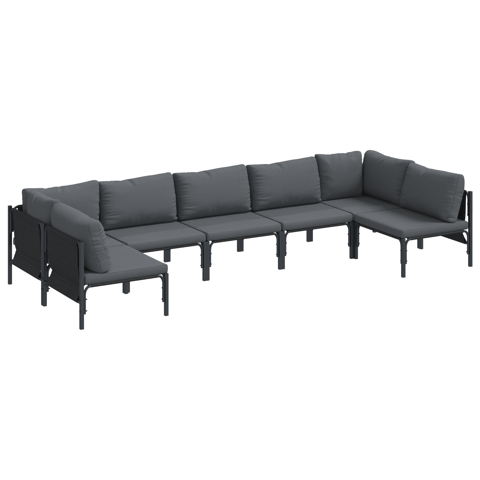 Hagesofa Set 7 pcs Antrasitt Stål