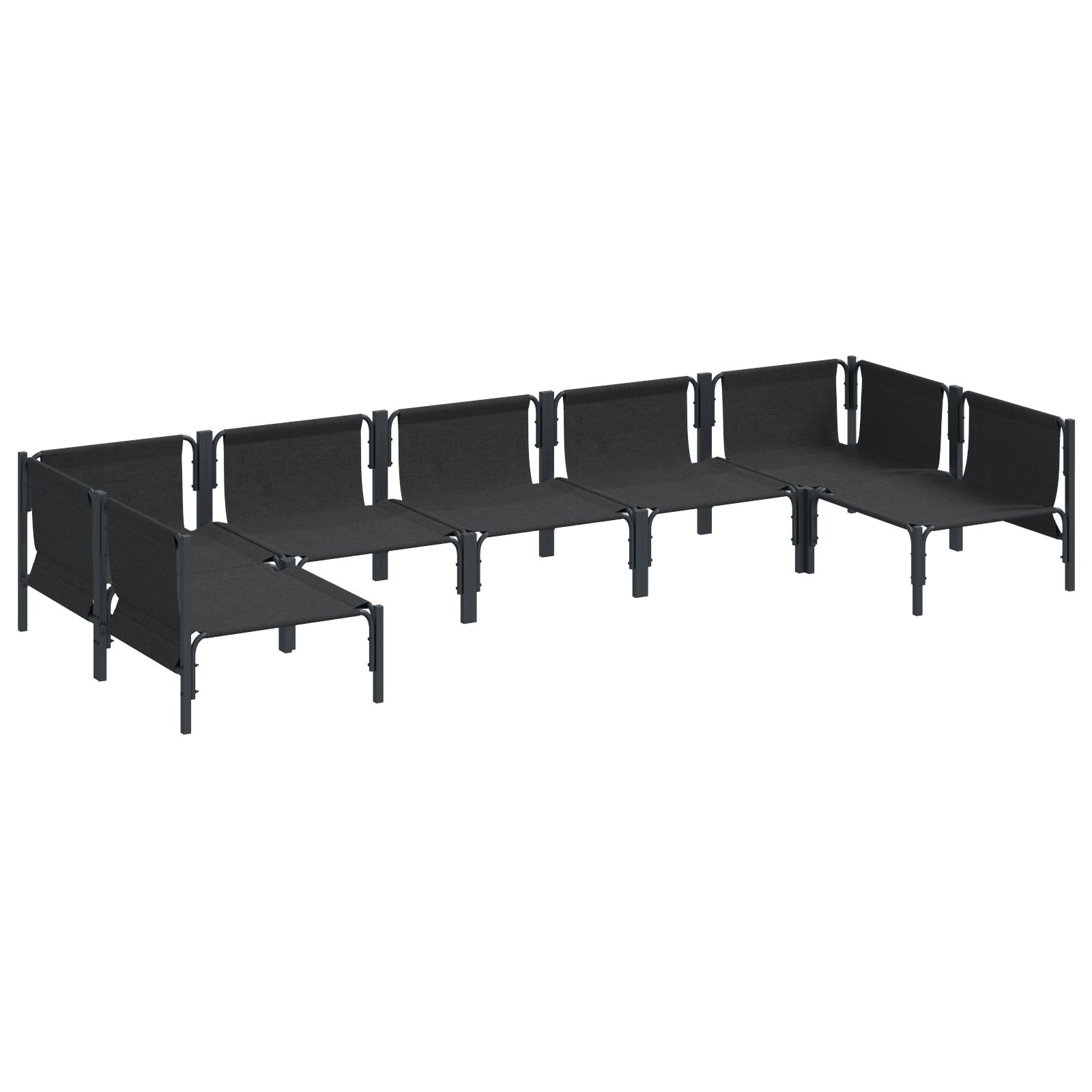 Hagesofa Set 7 pcs Antrasitt Stål