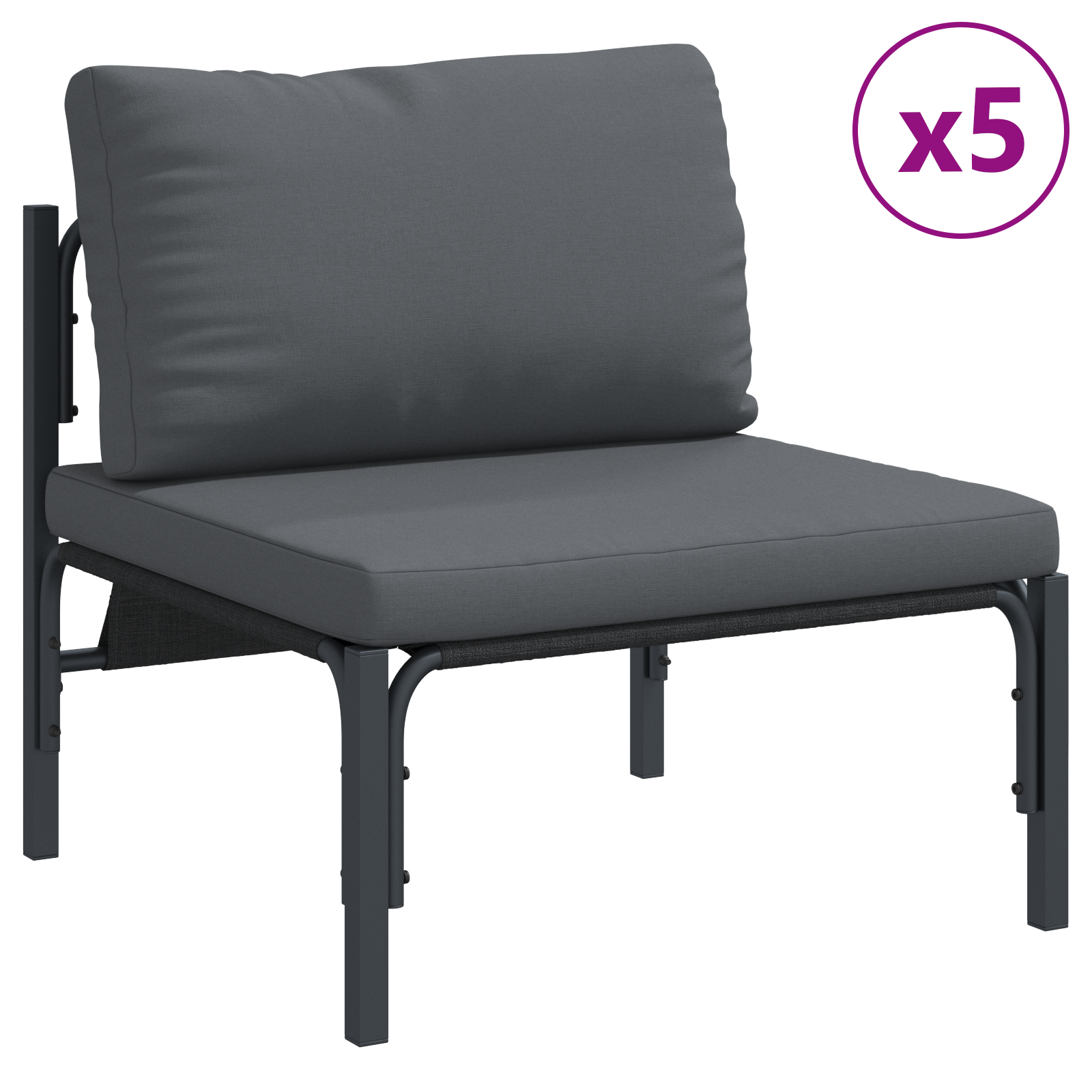 Hagesofa Set 8 pcs Antrasitt Stål