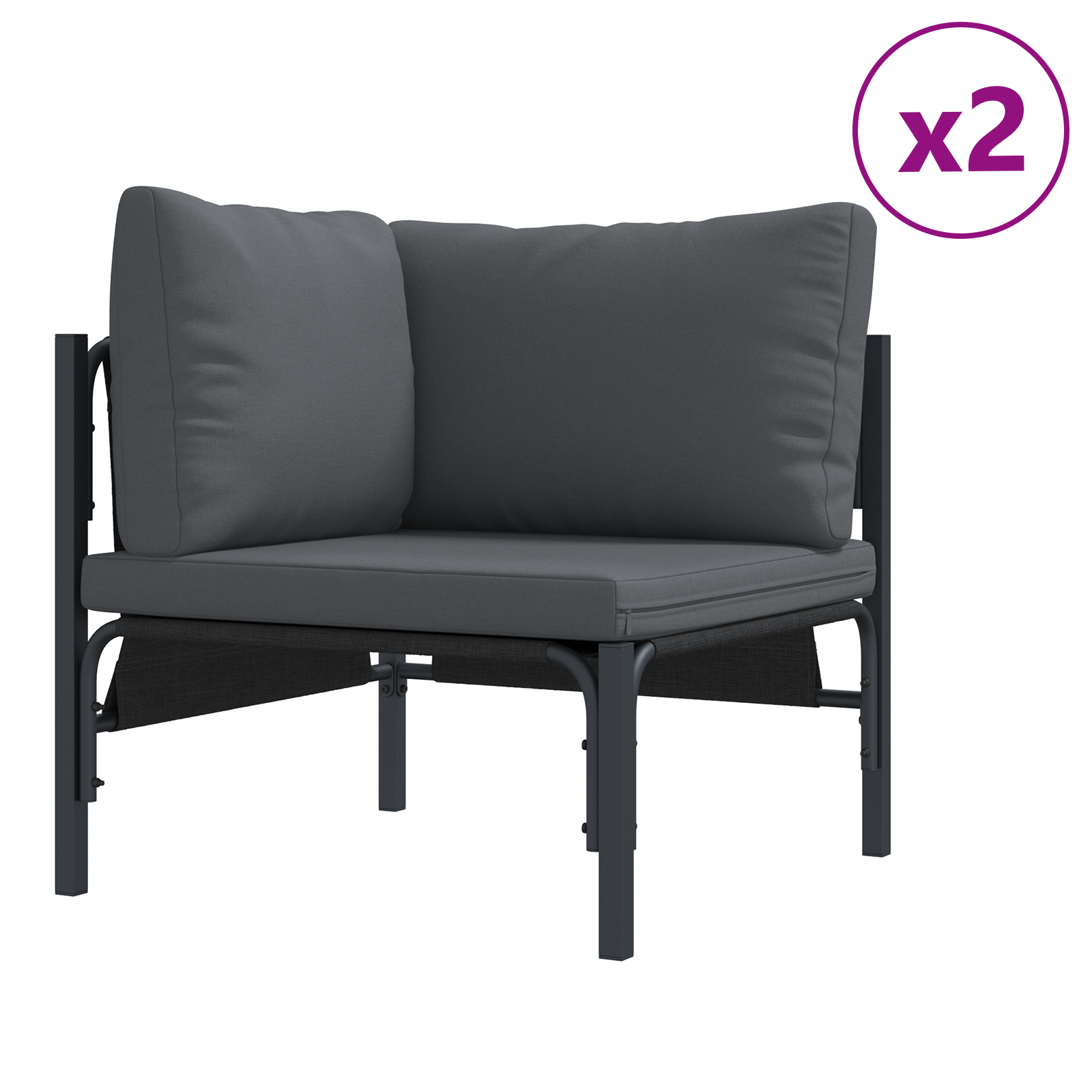 Hagesofa Set 8 pcs Antrasitt Stål