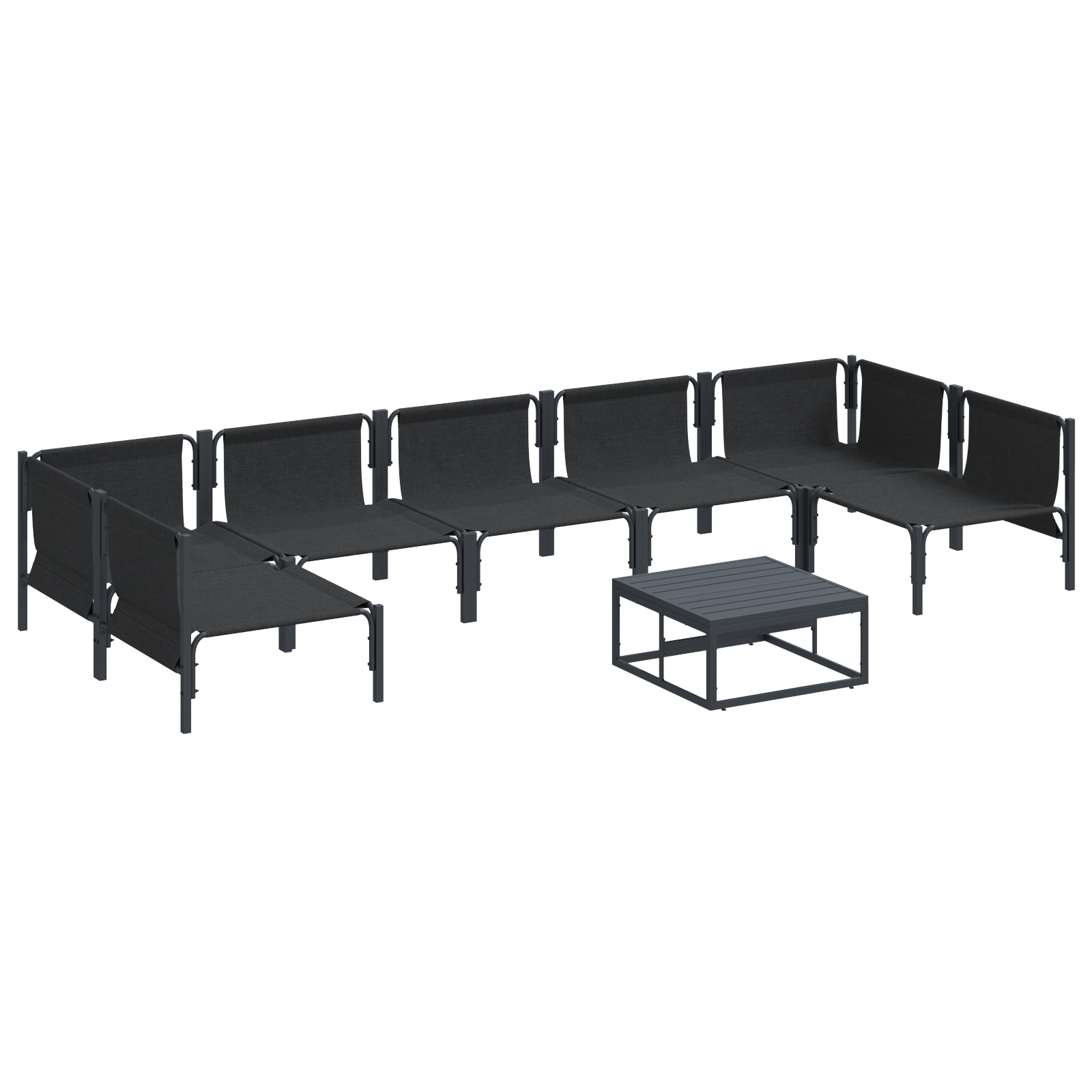 Hagesofa Set 8 pcs Antrasitt Stål