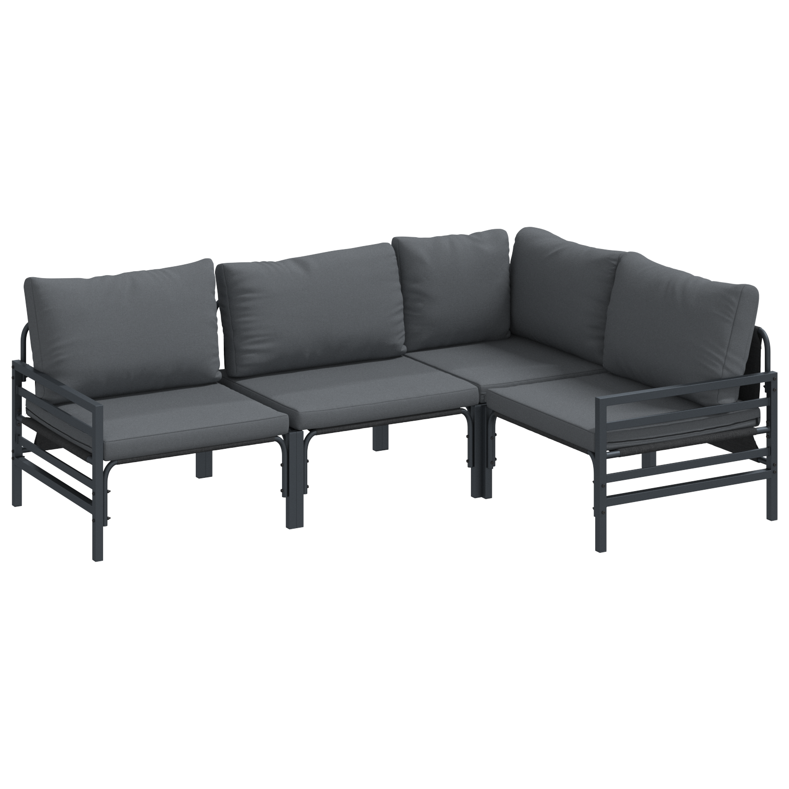 Hagesofa Set 4 pcs Antrasittgrå Stål