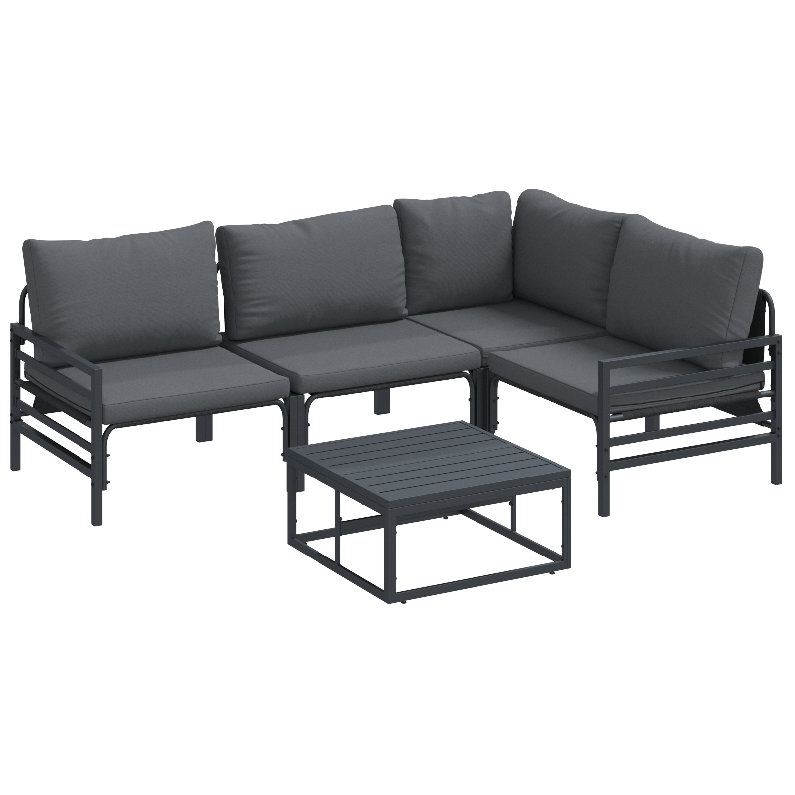 Hagesofa Set 6 pcs Antrasittgrå Stål