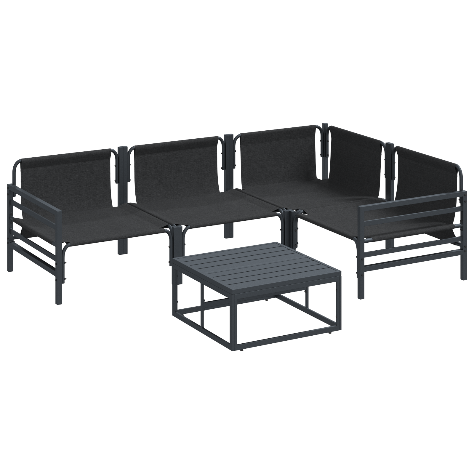 Hagesofa Set 6 pcs Antrasittgrå Stål