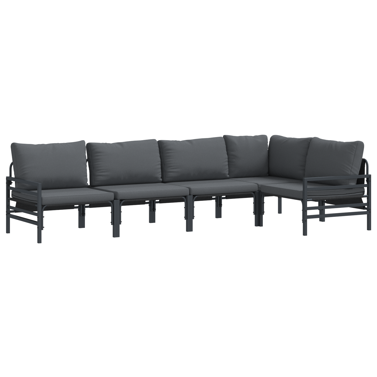 Hagesofa Set 5 pcs Antrasitt Stål