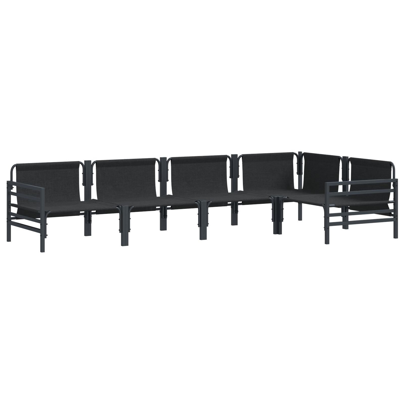 Hagesofa Set 5 pcs Antrasitt Stål