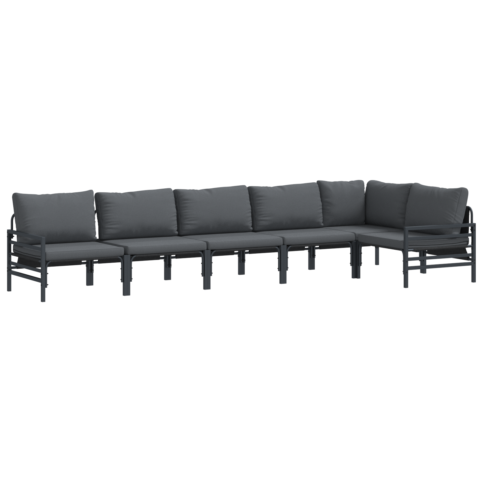 Hagesofa Set 6 pcs Antrasitt Stål