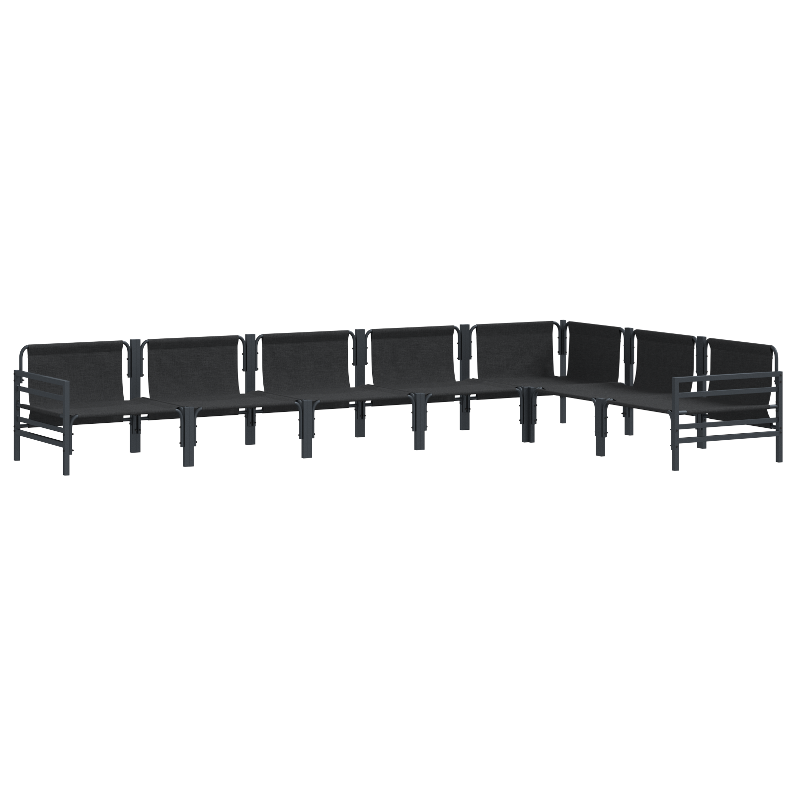 Hagesofa Set 7 pcs Antrasitt Stål