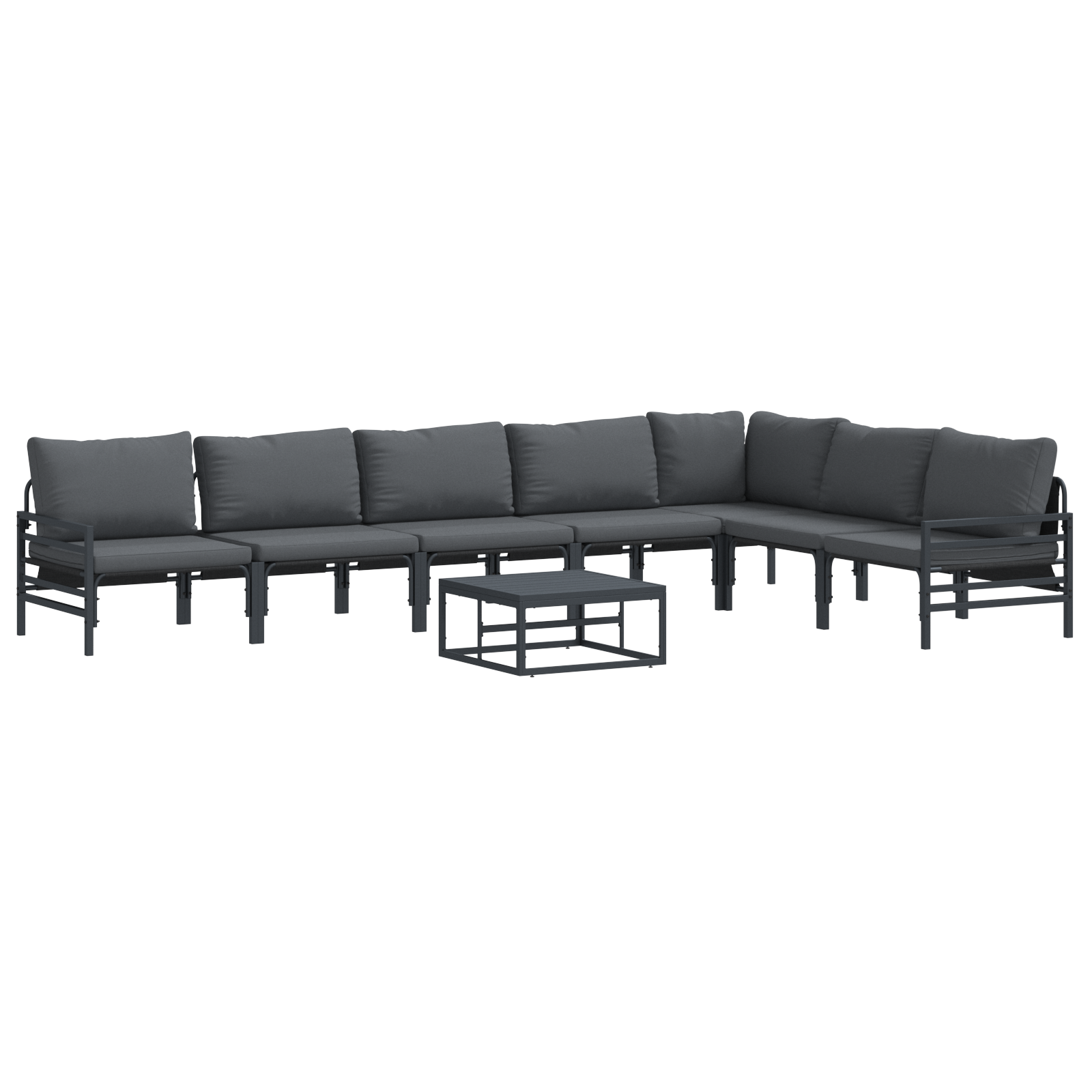 Hagesofa Set 8 pcs Antrasitt Stål