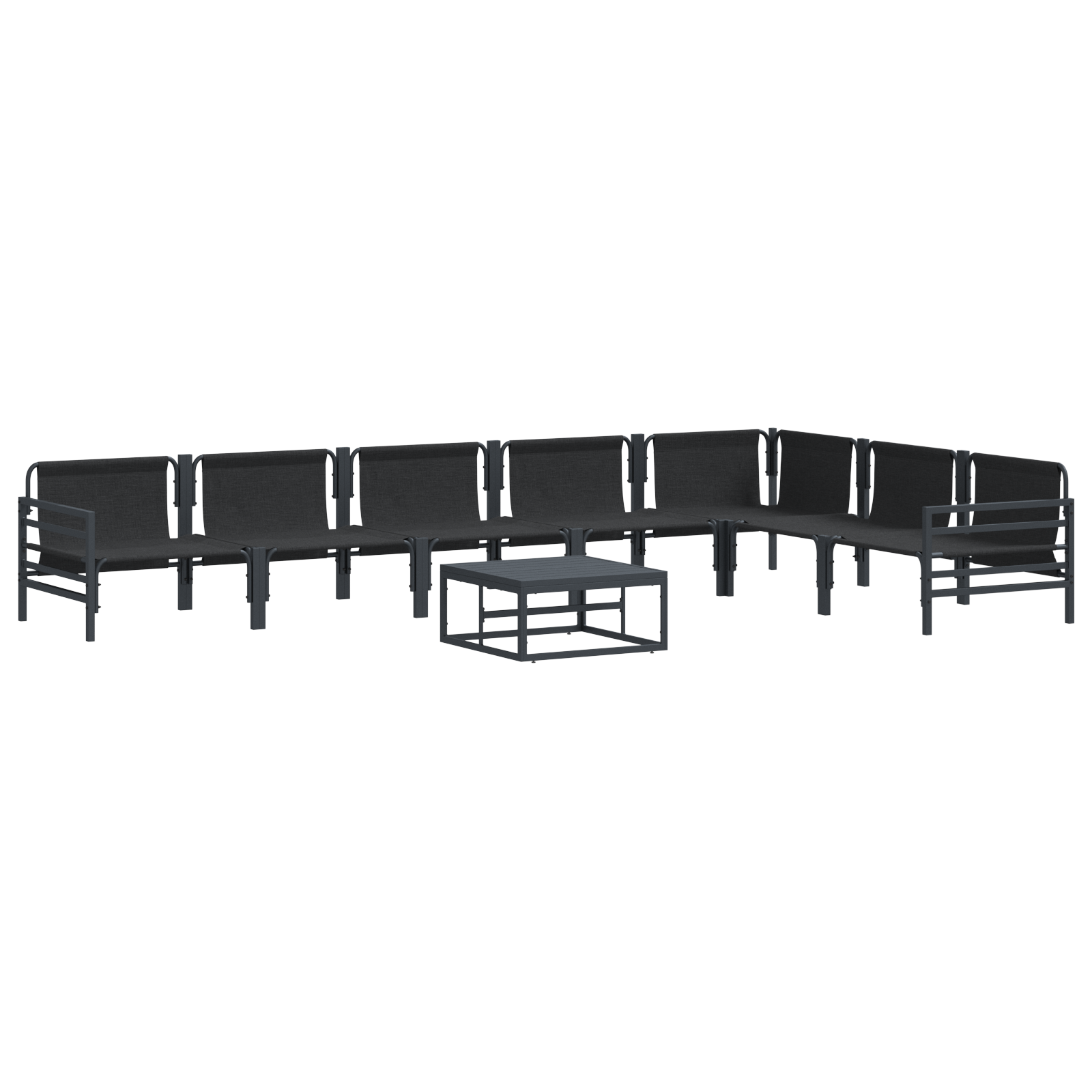 Hagesofa Set 8 pcs Antrasitt Stål