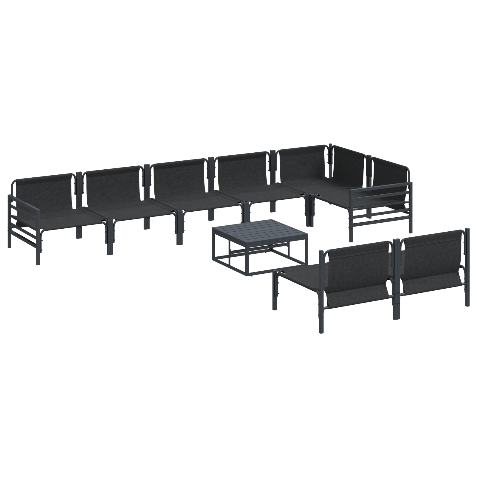 Hagesofa Set 9 pcs Antrasitt Stål