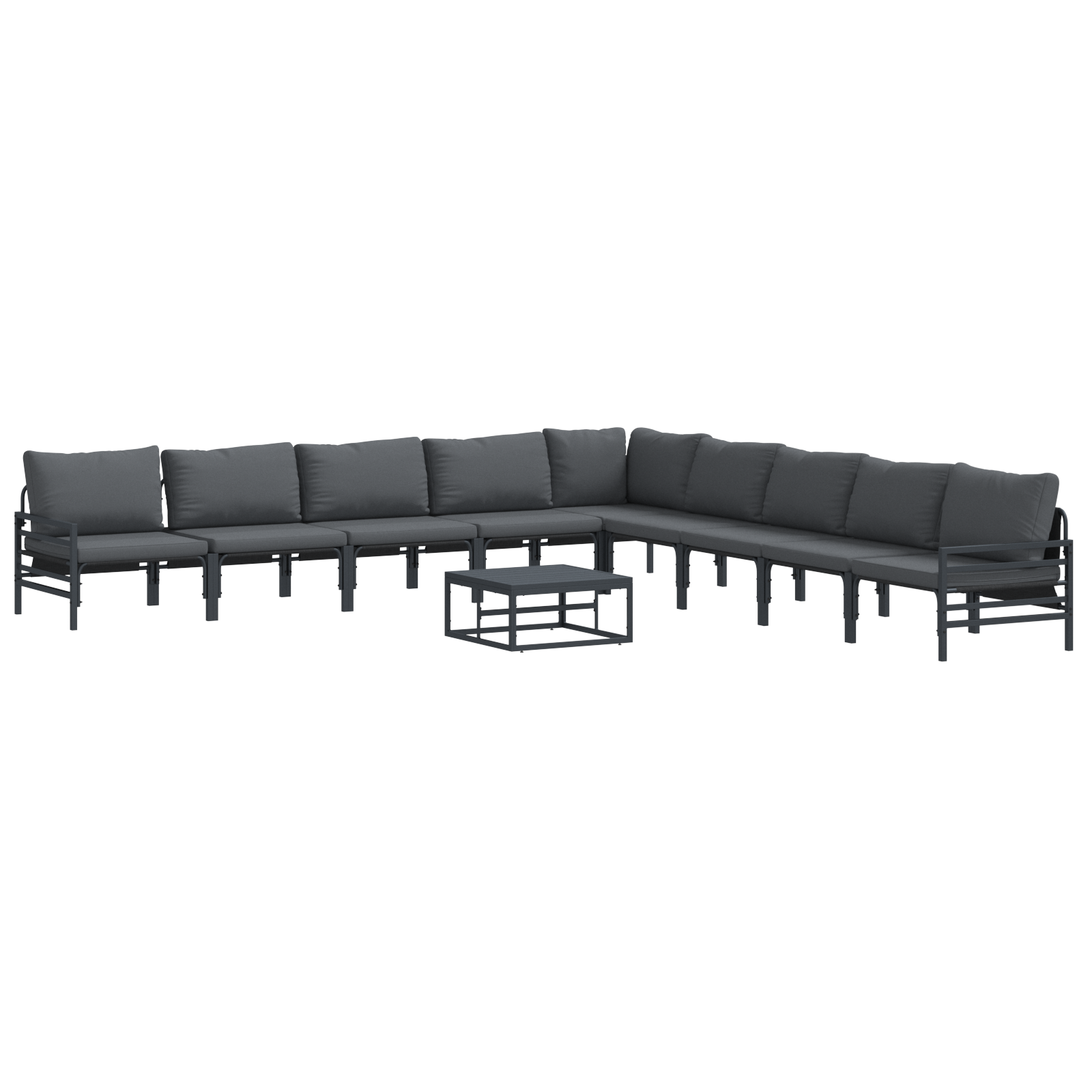 Hagesofa Set 10 pcs Antrasitt Stål