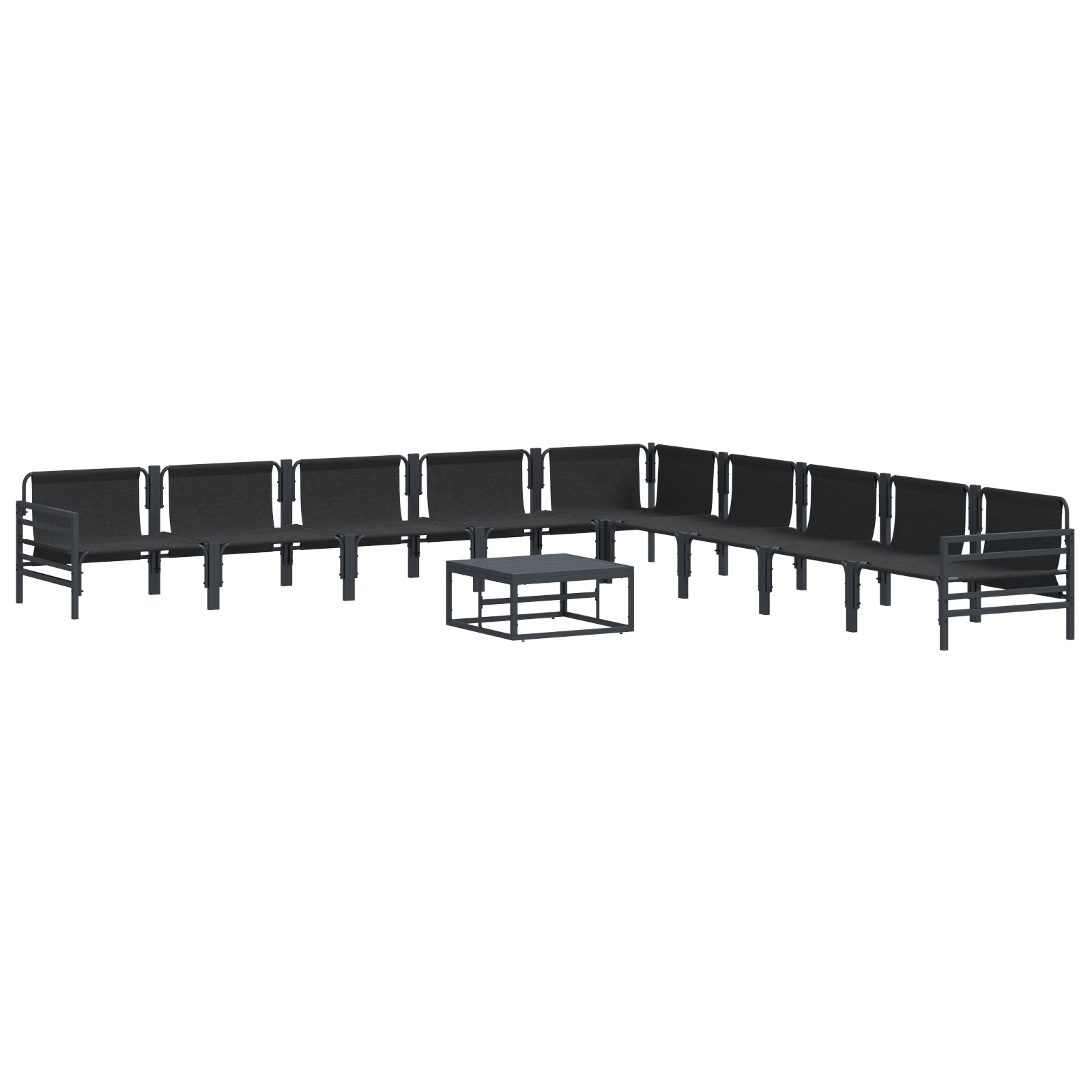 Hagesofa Set 10 pcs Antrasitt Stål