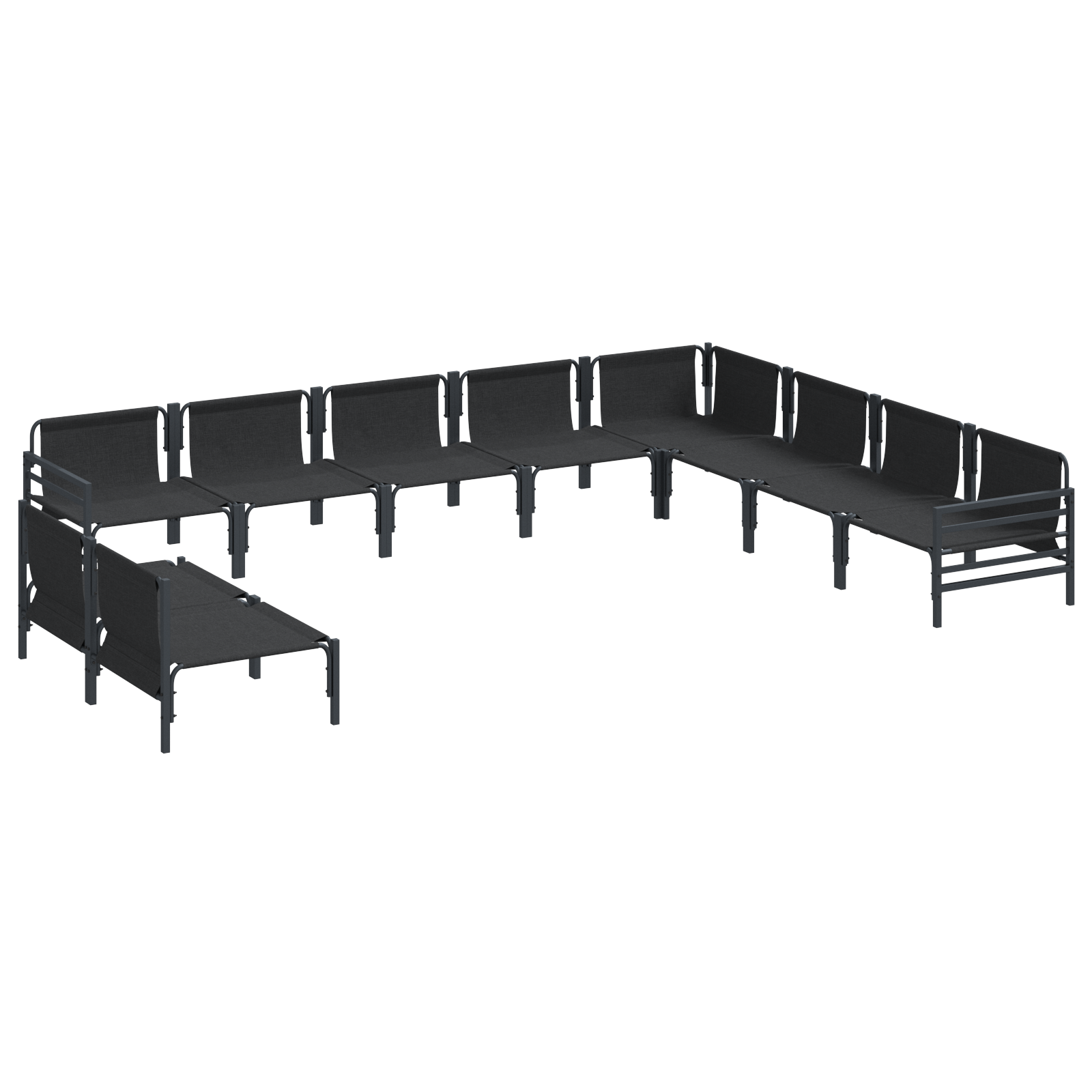 Hagesofa Set 10 pcs Antrasitt Stål