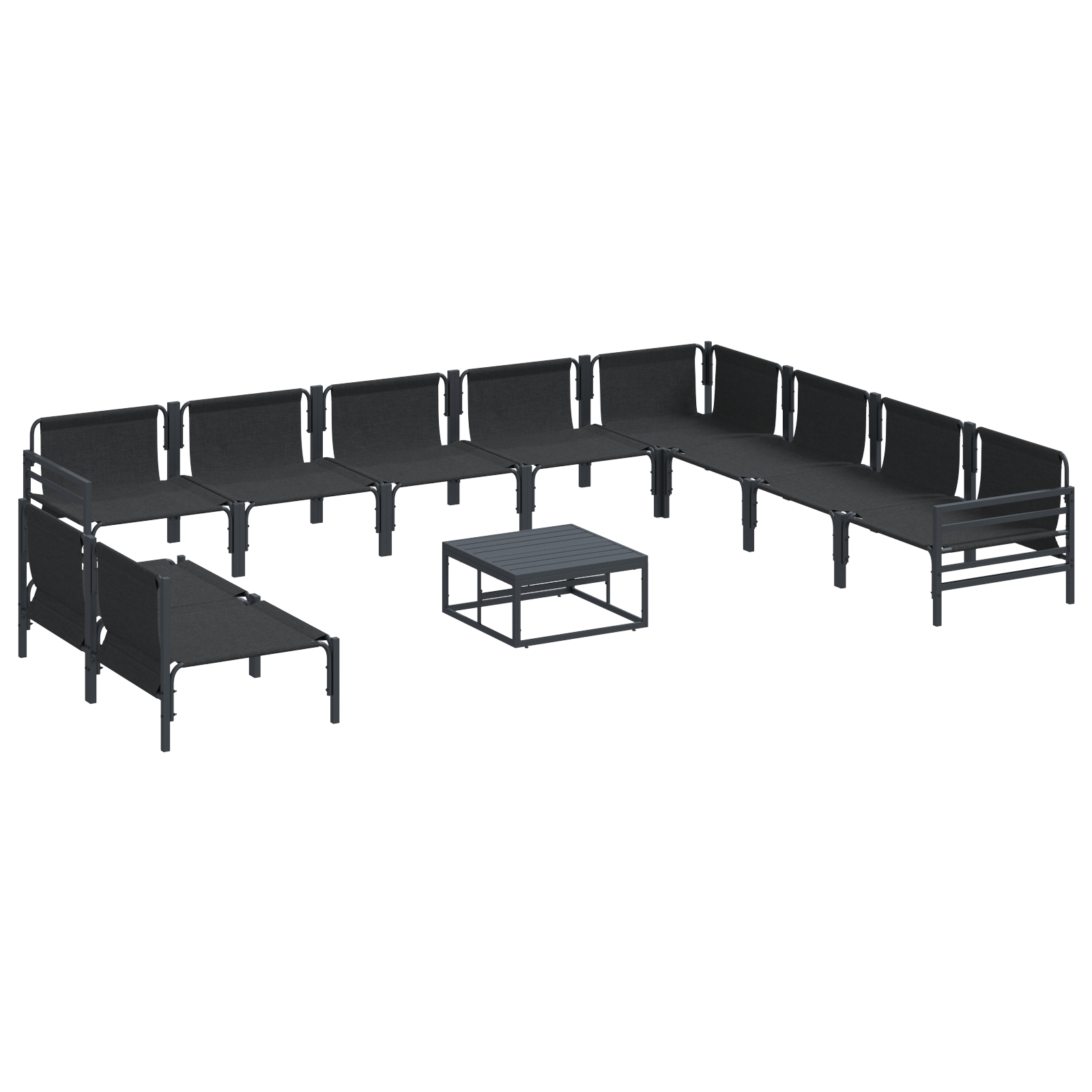 Hagesofa Set 11 pcs Antrasitt Stål
