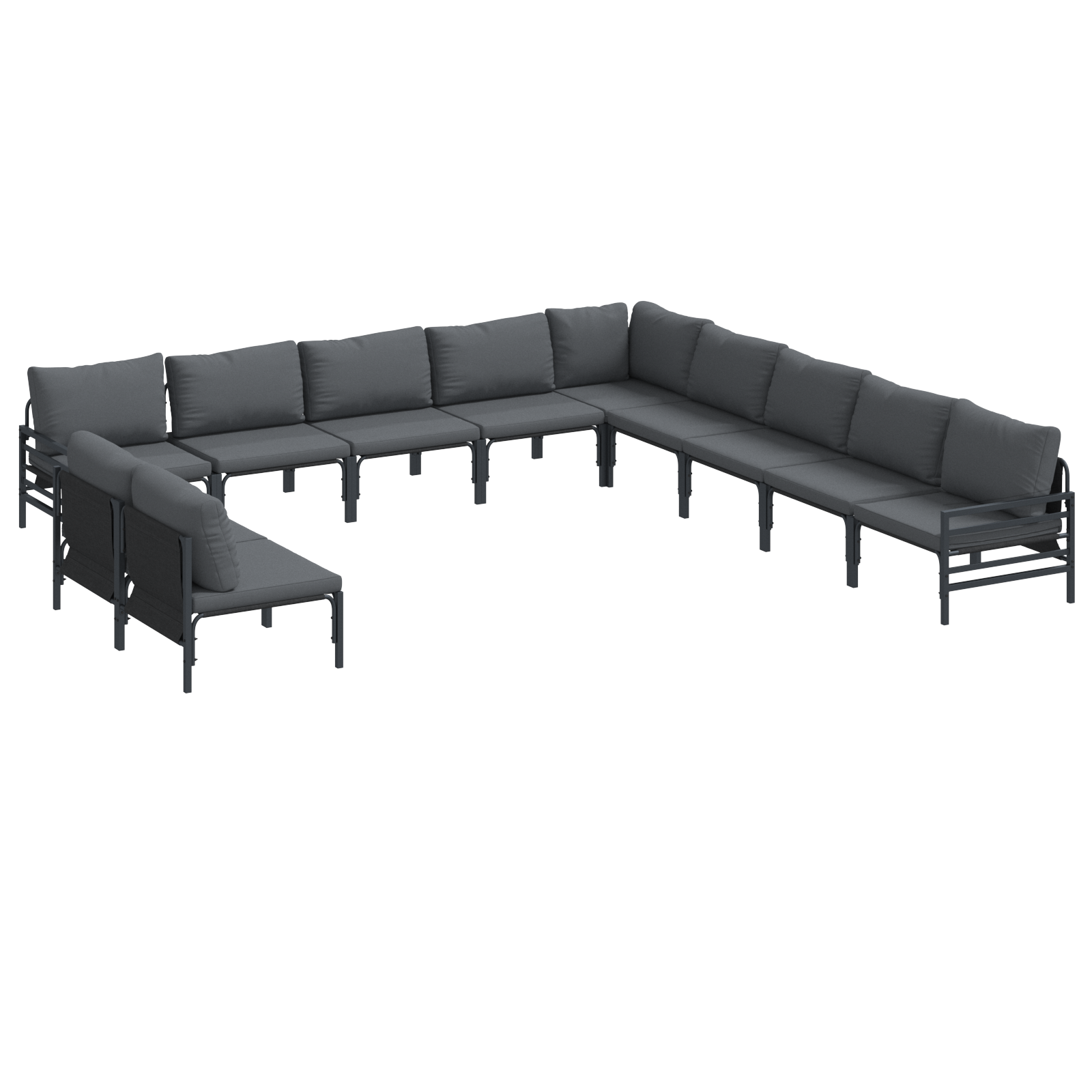 Hagesofa Set 11 pcs Antrasitt Stål