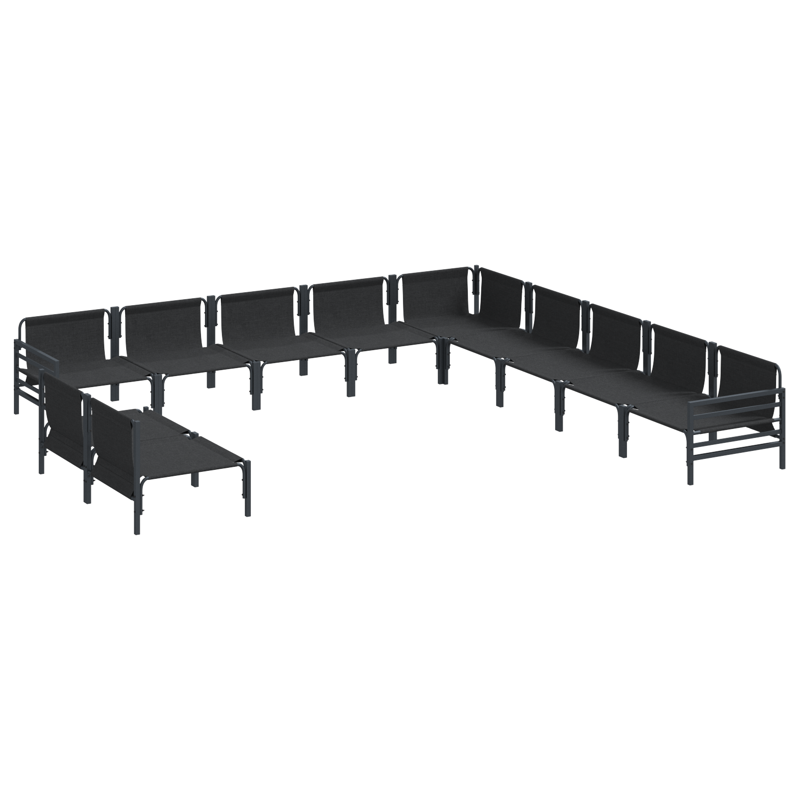 Hagesofa Set 11 pcs Antrasitt Stål