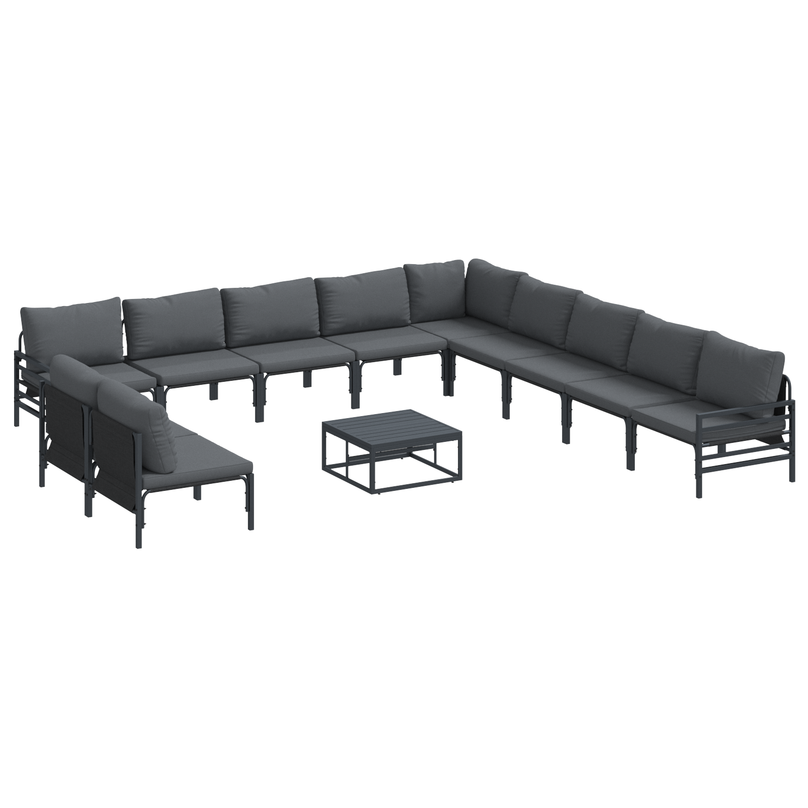 Hagesofa Set 12 pcs Antrasitt Stål