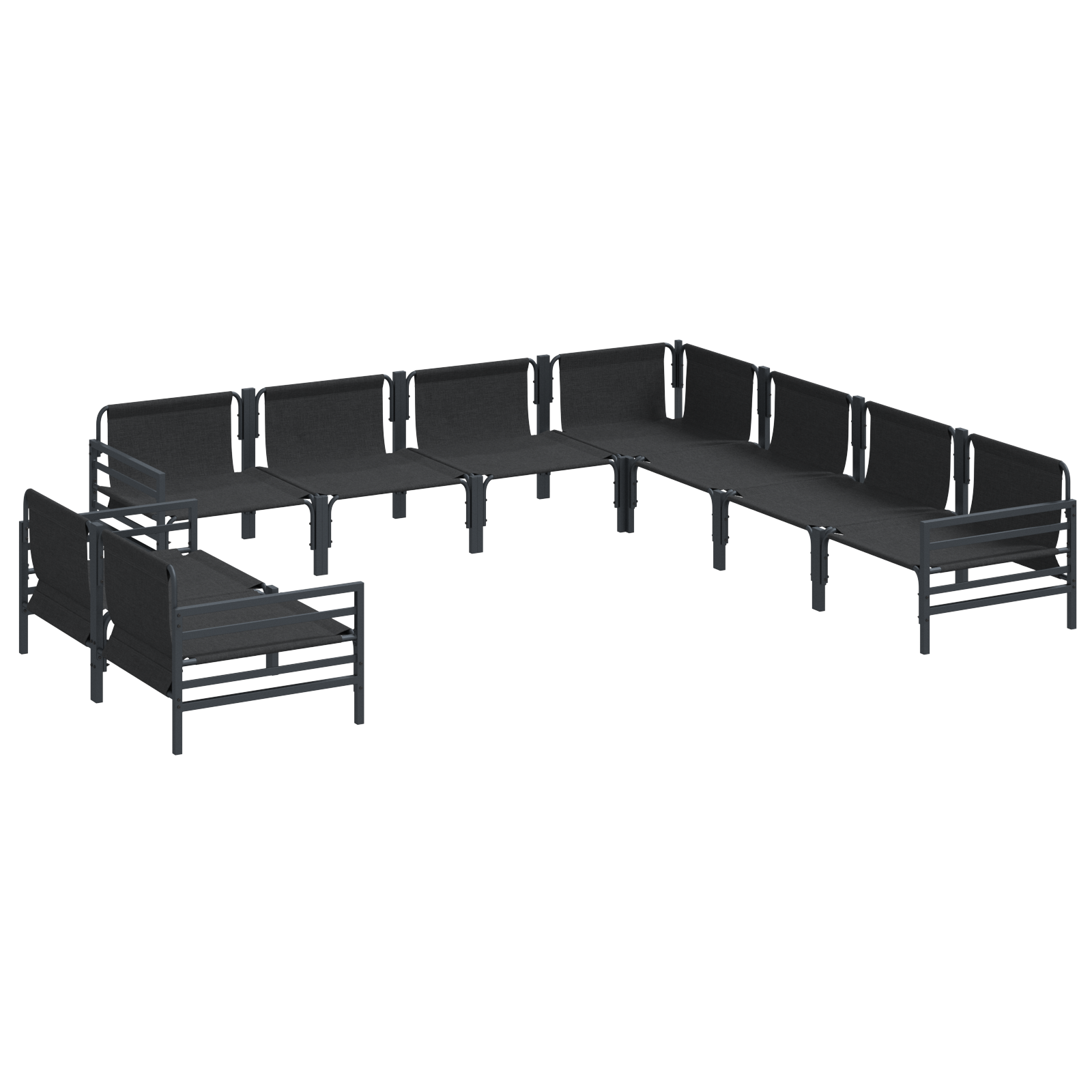 Hagesofa Set 9 pcs Antrasitt Stål