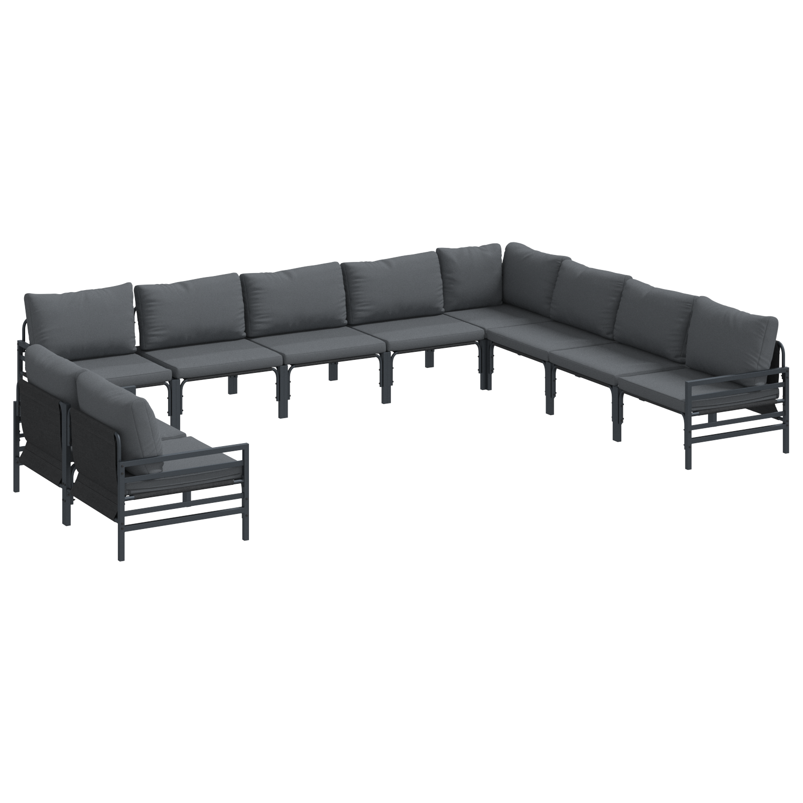 Hagesofa Set 10 pcs Antrasittgrå Stål