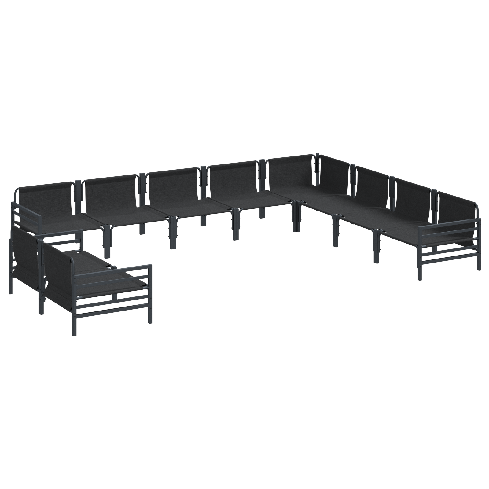 Hagesofa Set 10 pcs Antrasittgrå Stål