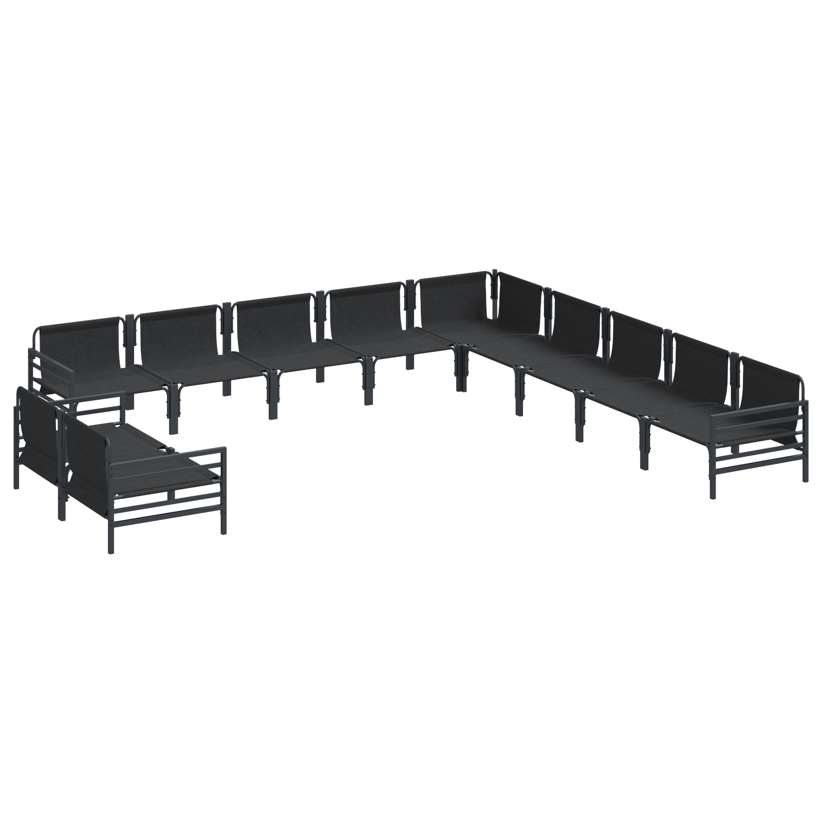 Hagesofa Set 11 pcs Antrasittgrå Stål