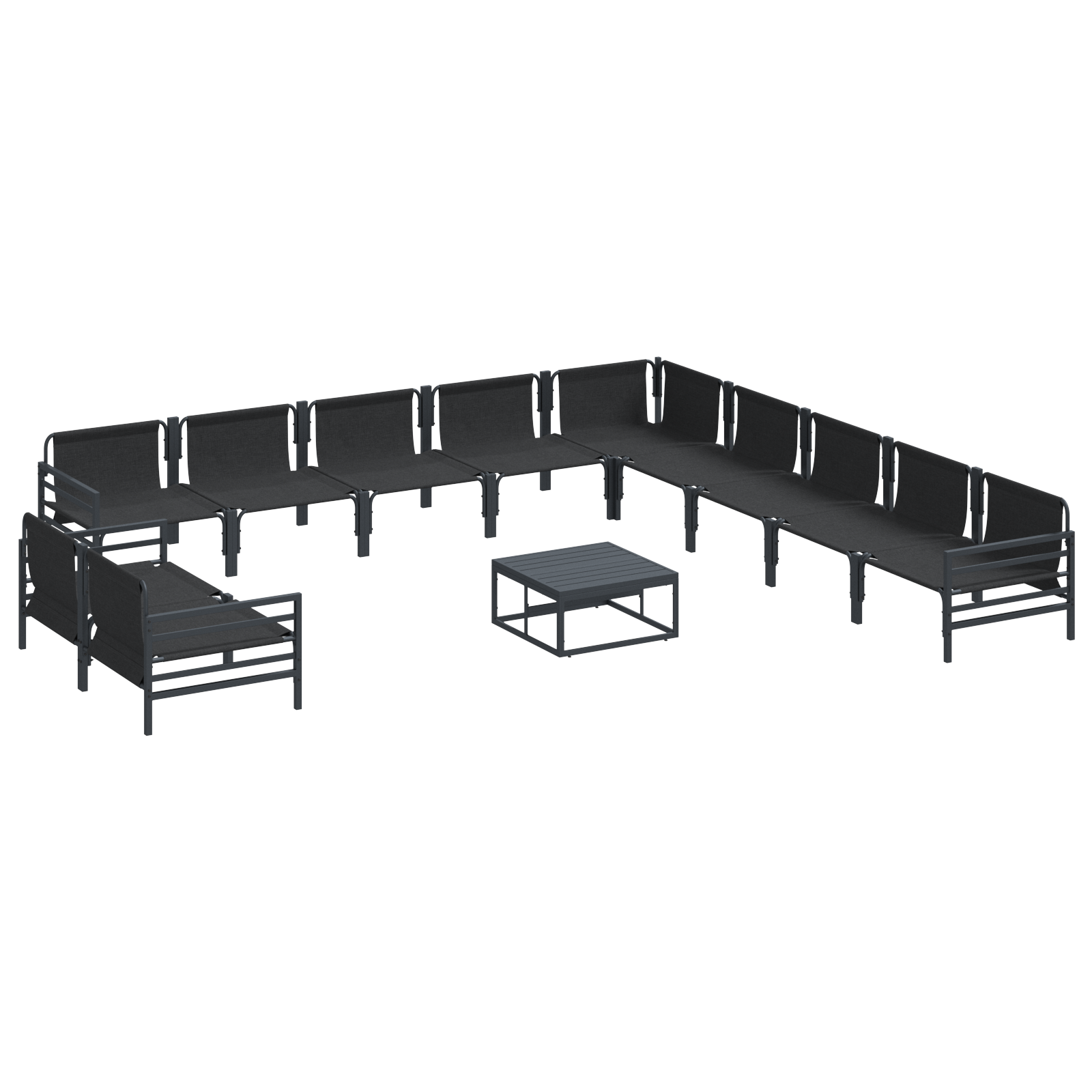 Hagesofa Set 12 pcs Antrasittgrå Stål