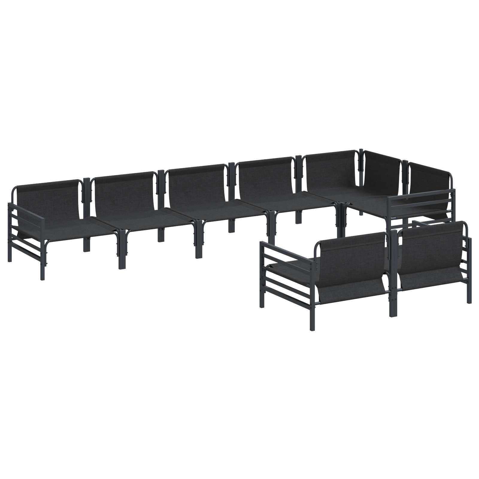 Hagesofa Set 8 pcs Antrasitt Stål
