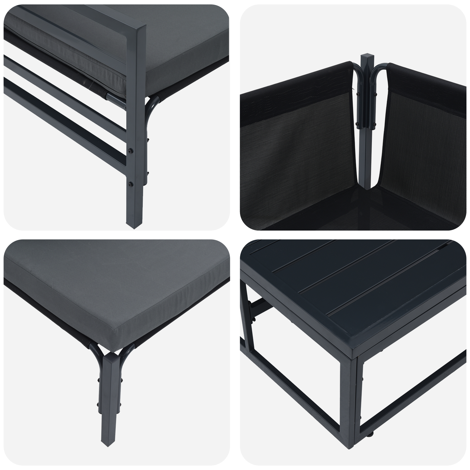 Hagesofa Set 9 pcs Antrasitt Stål