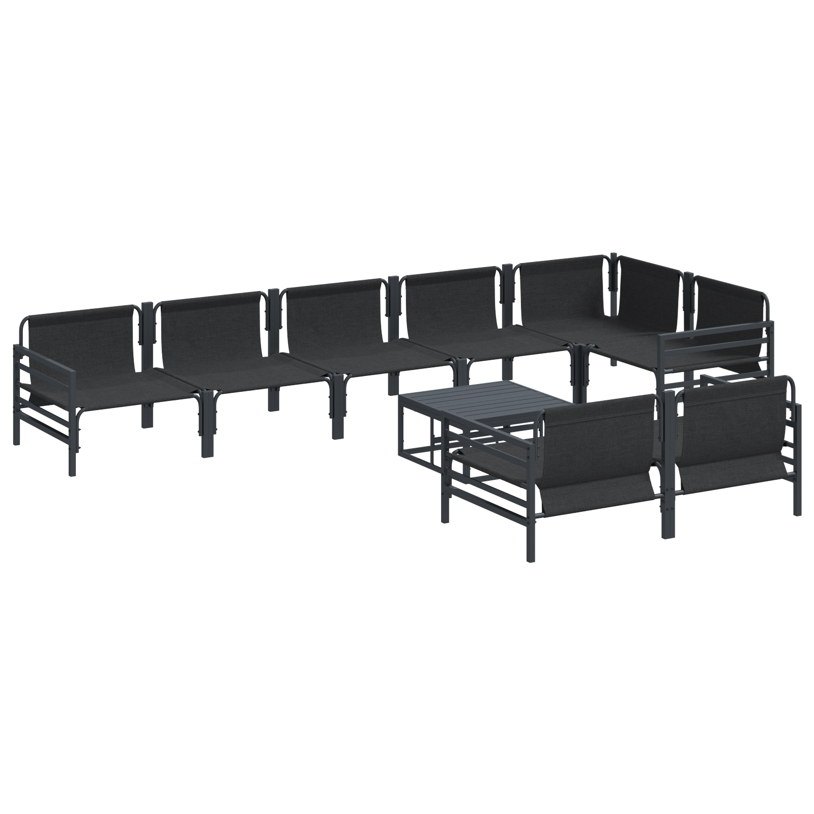 Hagesofa Set 9 pcs Antrasitt Stål