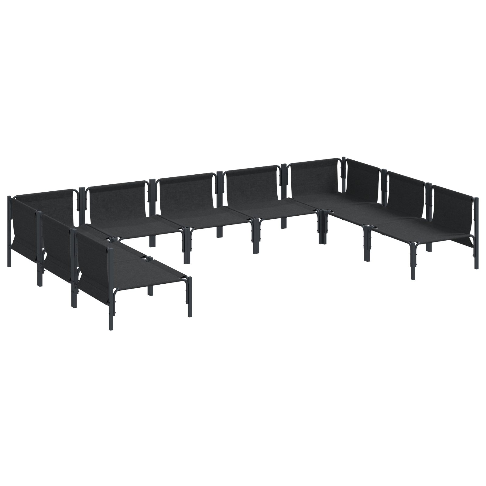 Hagesofa Set 9 pcs Antrasitt Stål