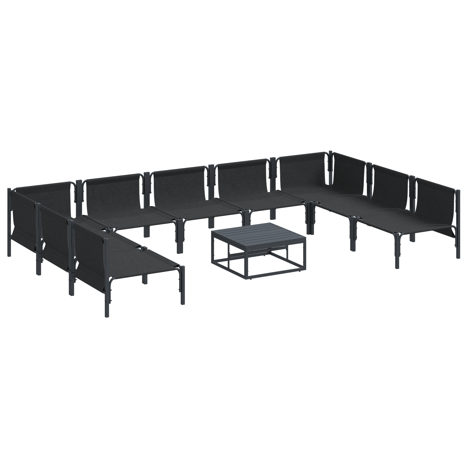 Hagesofa Set 10 pcs Antrasitt Stål