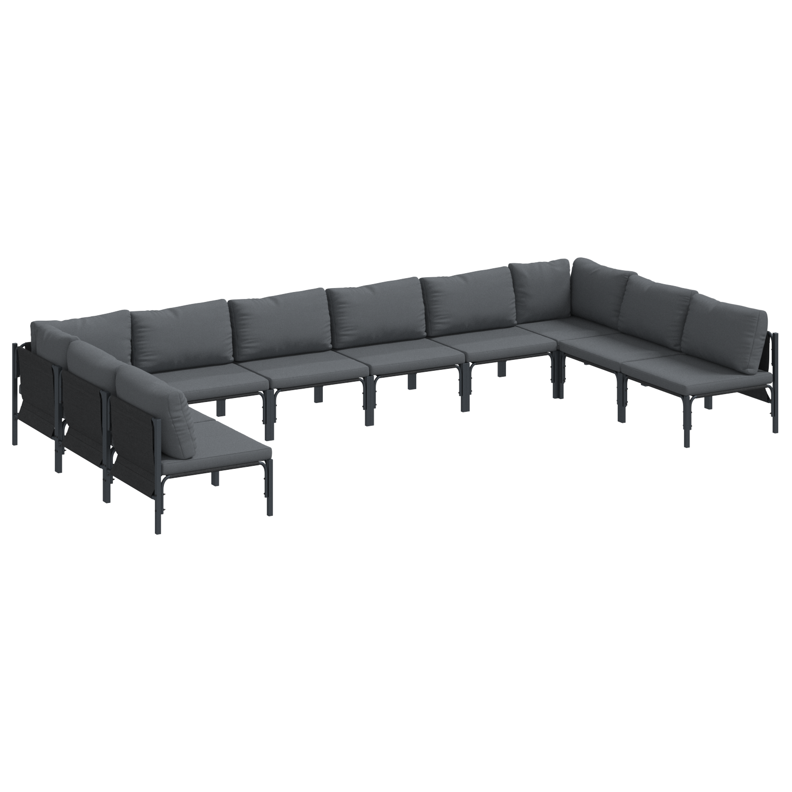 Hagesofa Set 10 pcs Antrasitt Stål