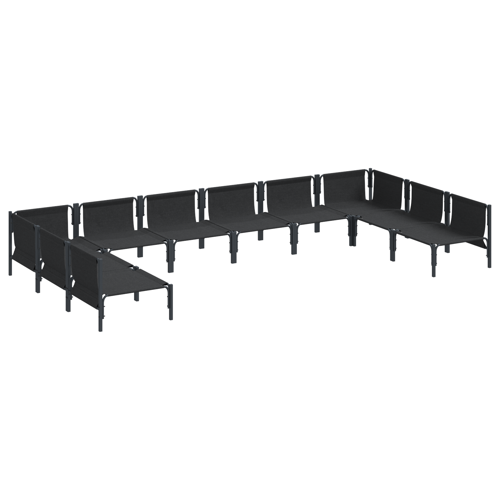 Hagesofa Set 10 pcs Antrasitt Stål