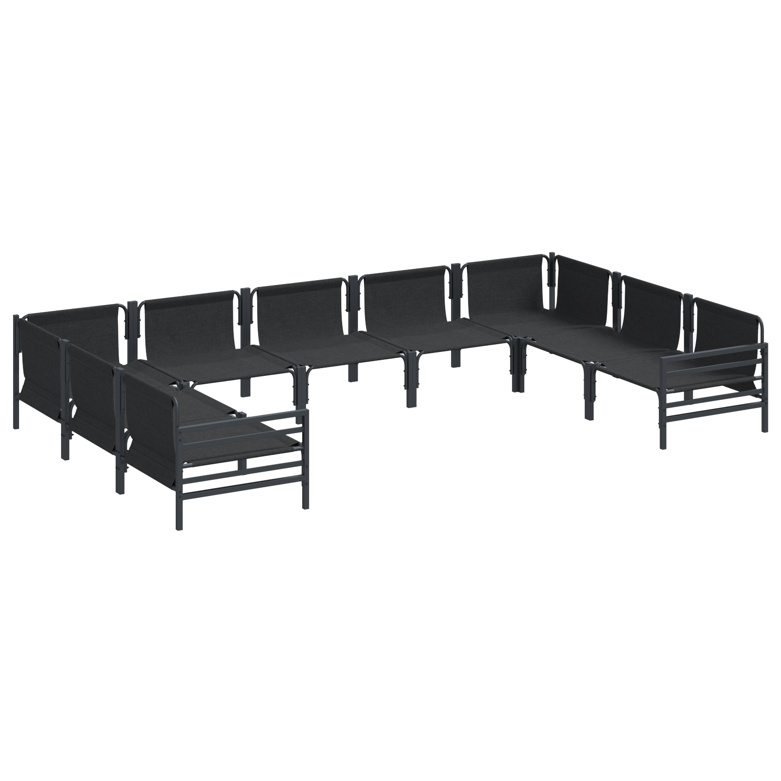 Hagesofa Set 9 pcs Antrasittgrå Stål