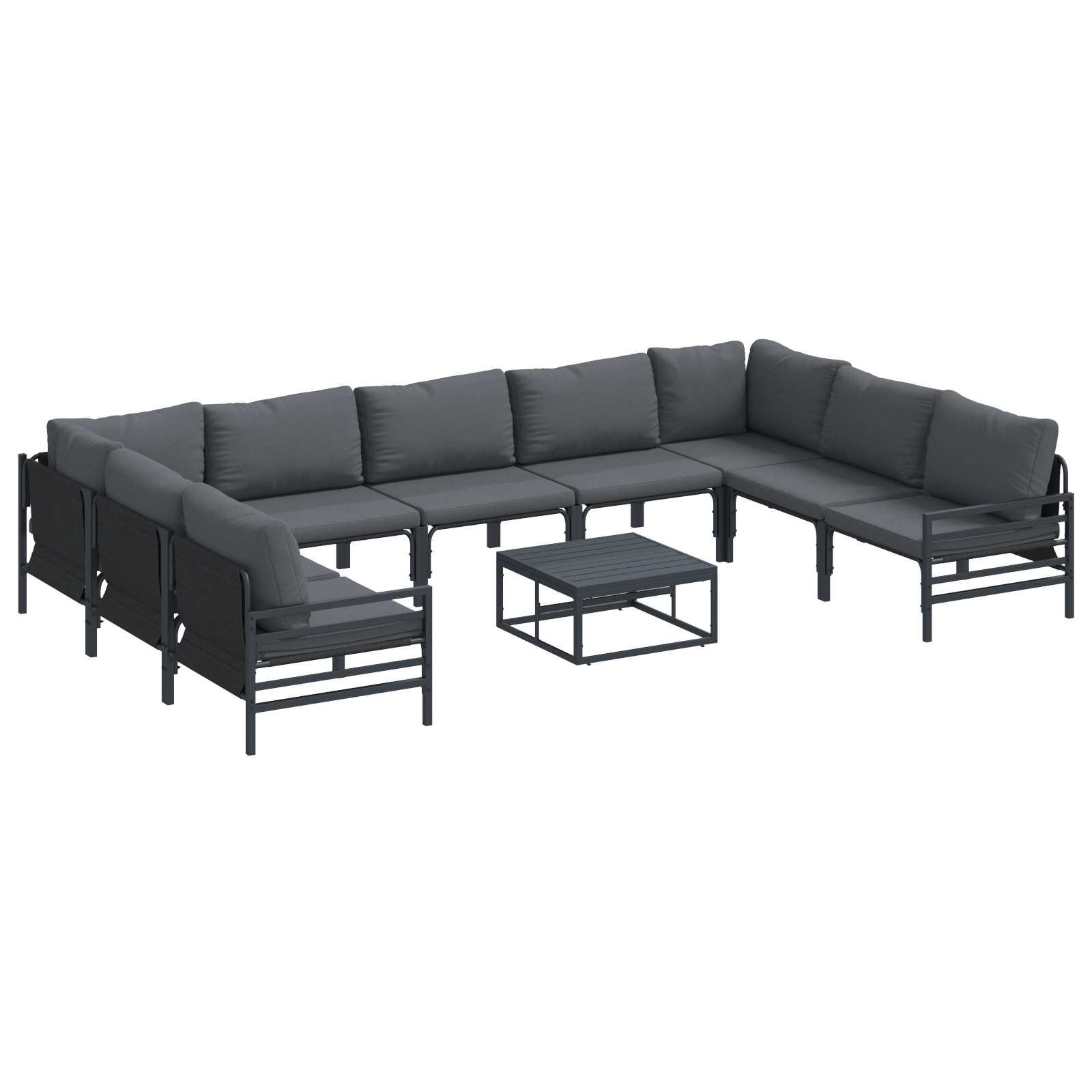 Hagesofa Set 10 pcs Antrasittgrå Stål