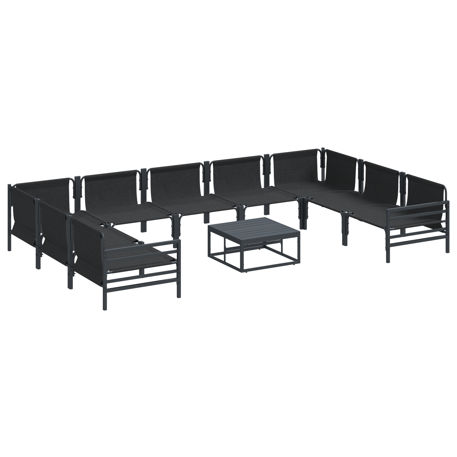 Hagesofa Set 10 pcs Antrasittgrå Stål