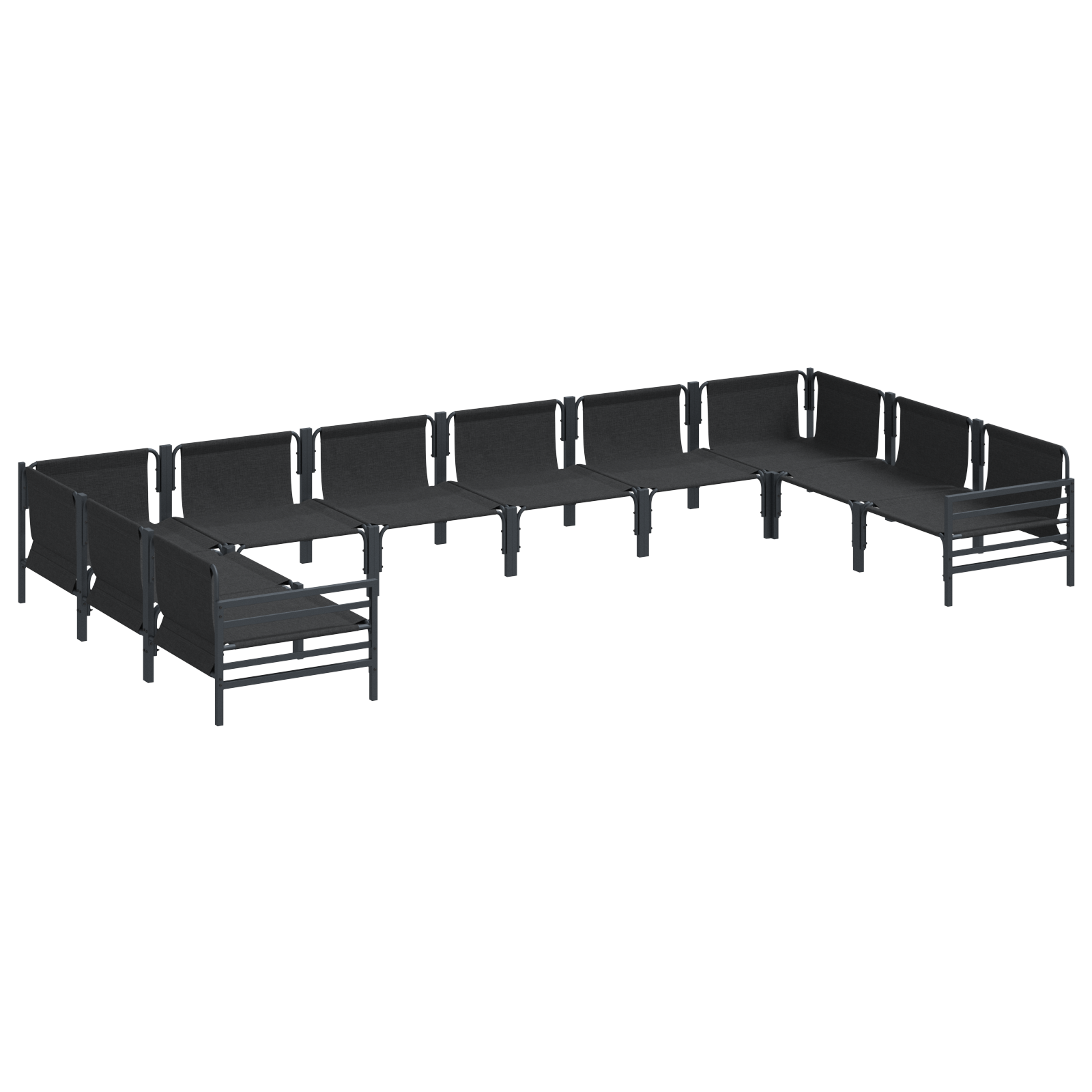 Hagesofa Set 10 pcs Antrasitt Stål