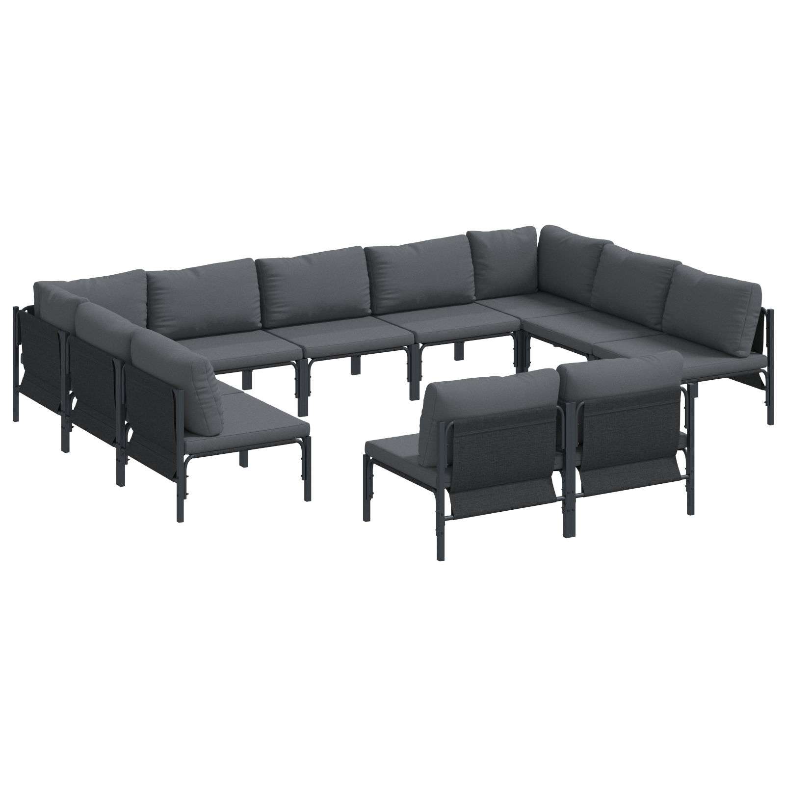 Hagesofa Set 11 pcs Antrasitt Stål