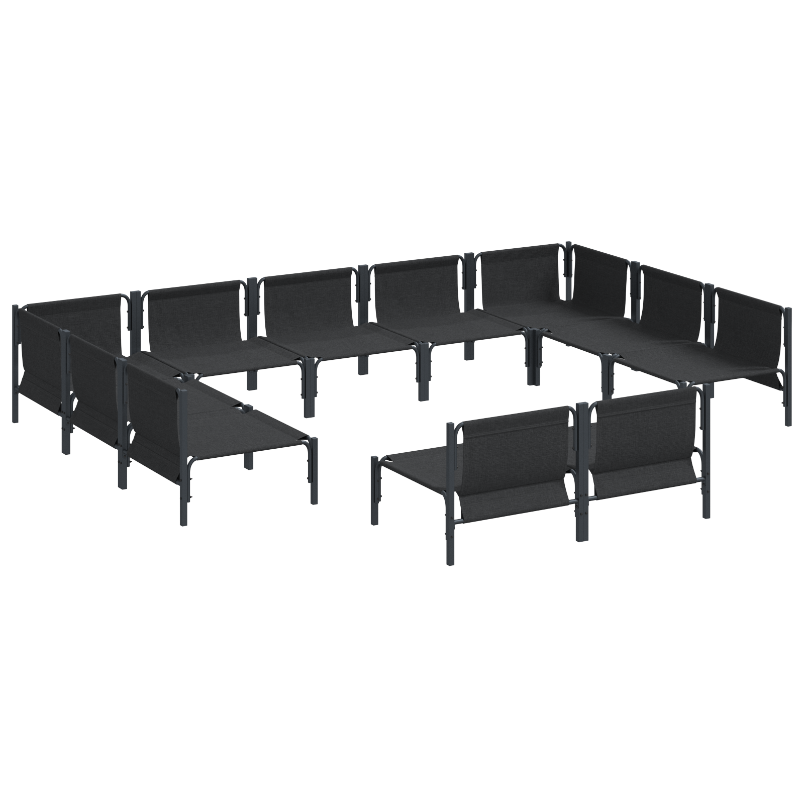 Hagesofa Set 11 pcs Antrasitt Stål