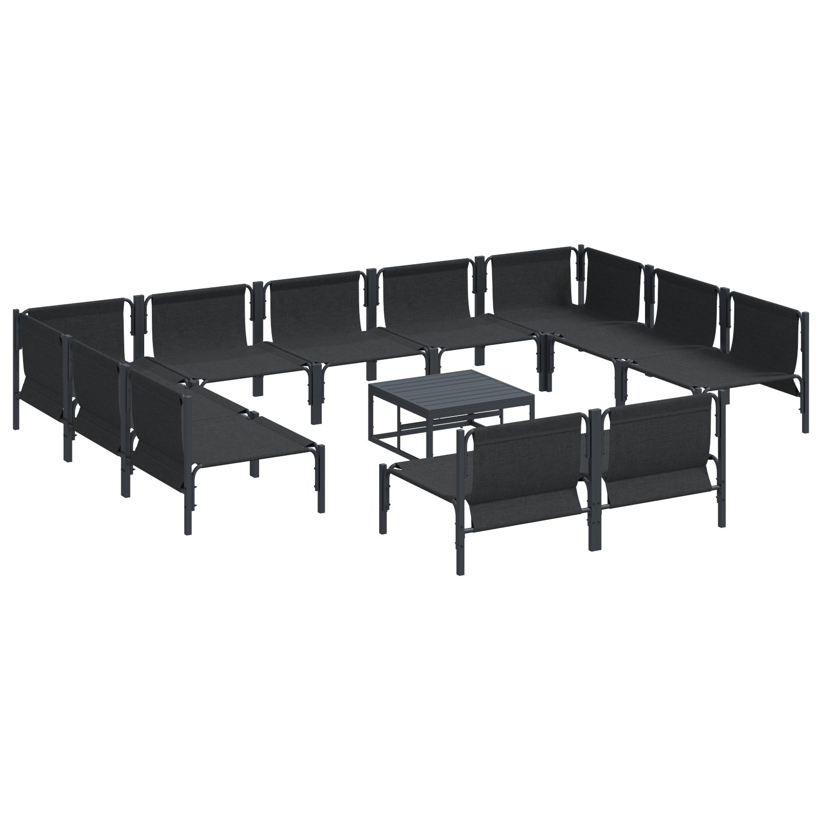 Hagesofa Set 12 pcs Antrasitt Stål