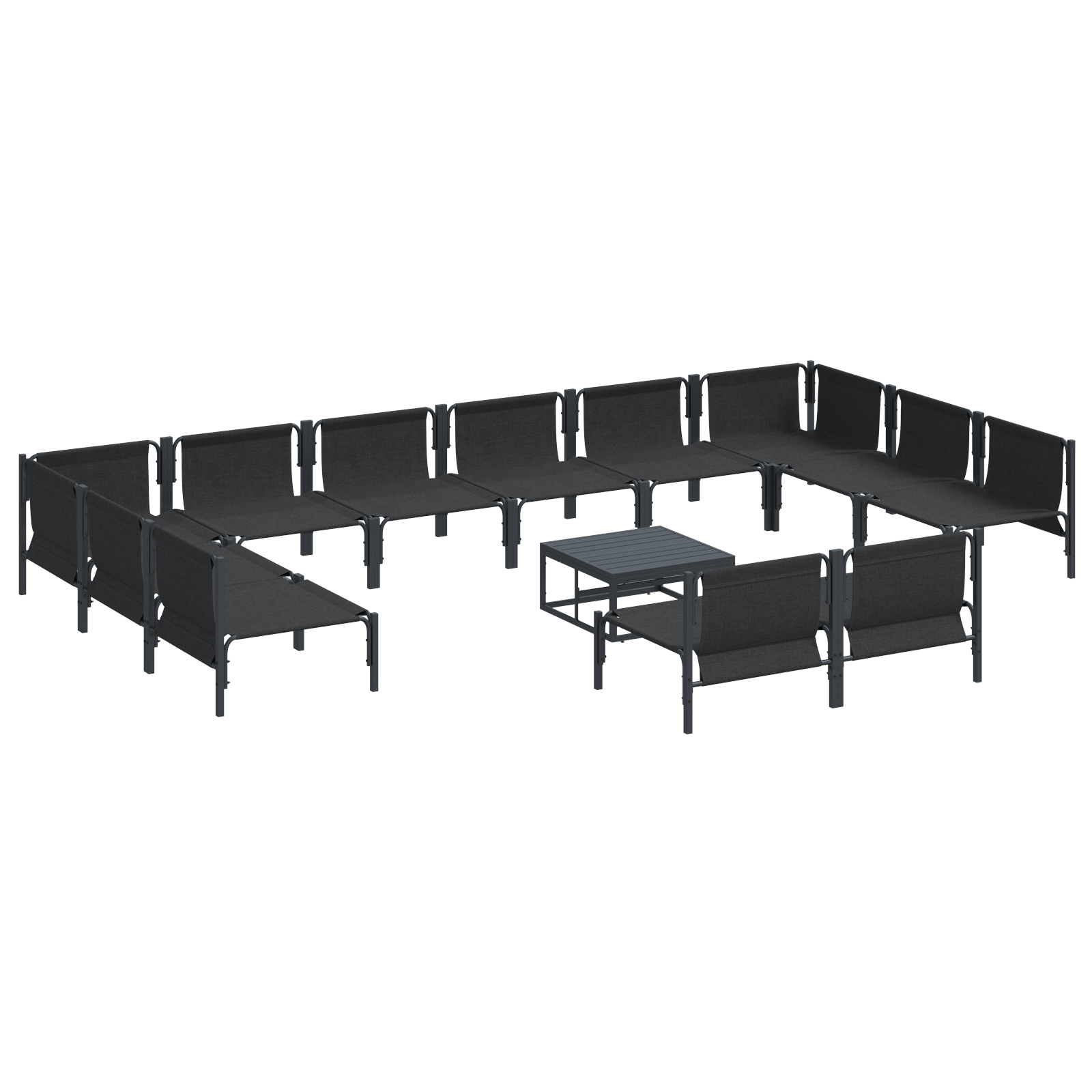 Hagesofa Set 13 pcs Antrasittgrå Stål
