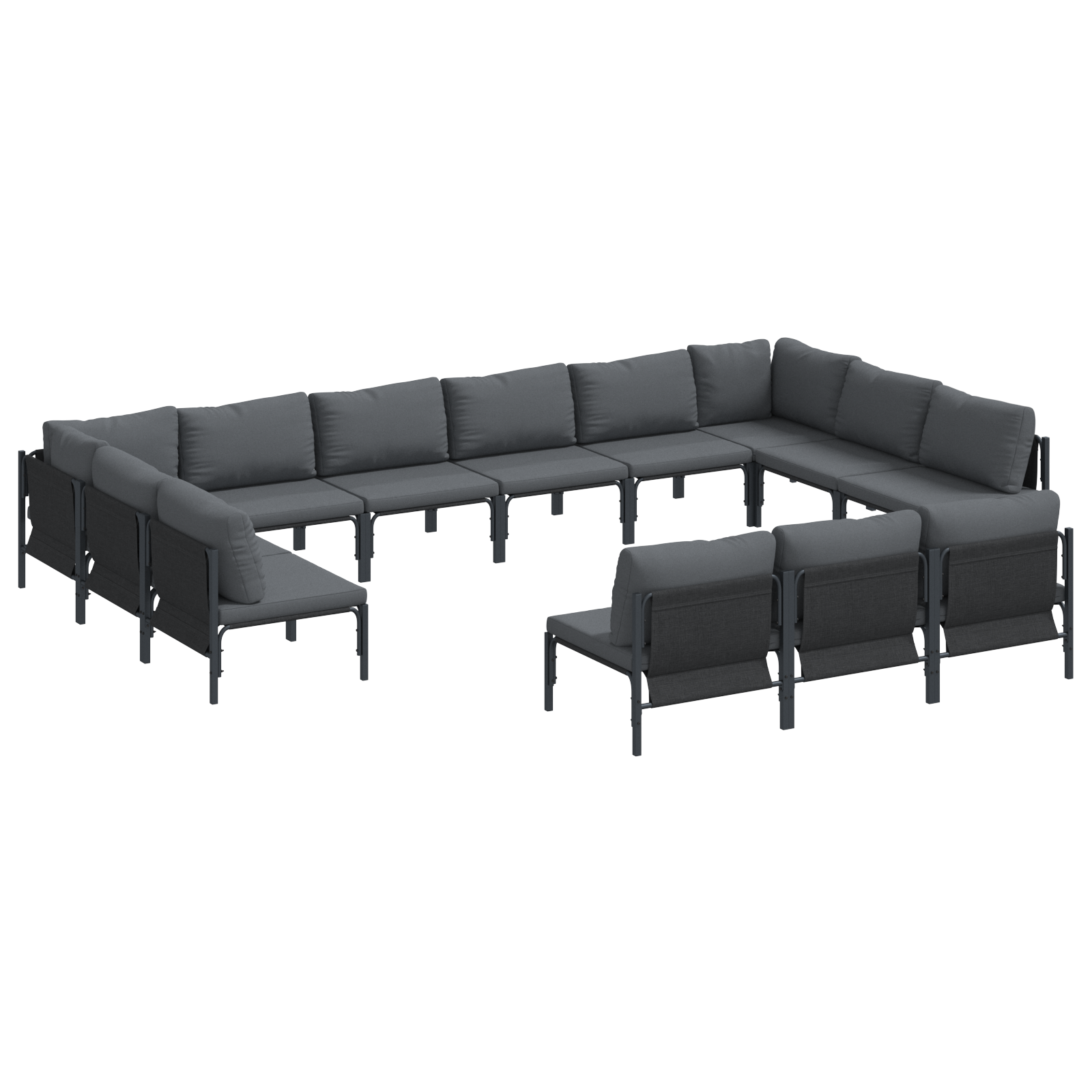 Hagesofa Set 13 pcs Antrasitt Stål