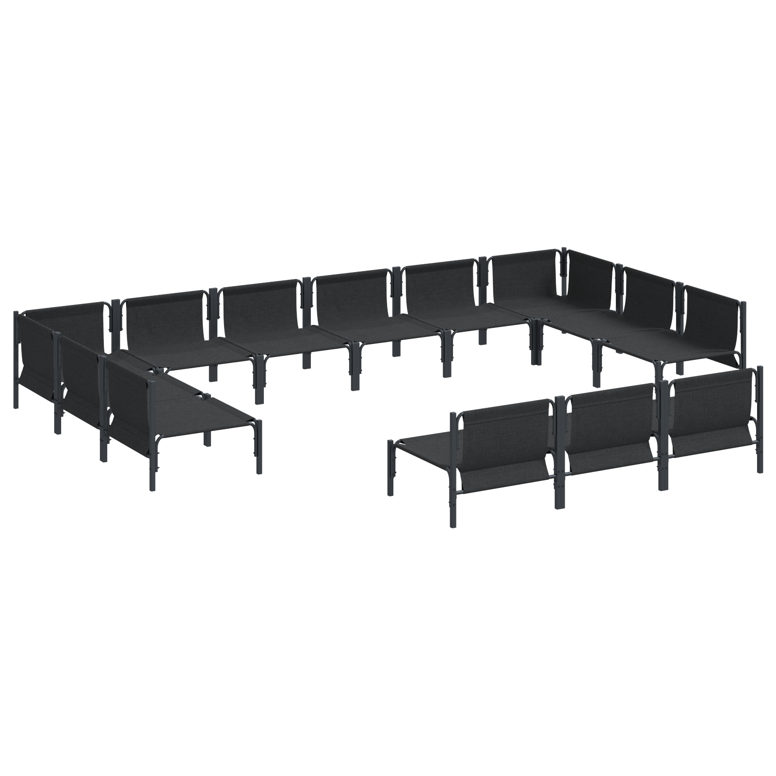 Hagesofa Set 13 pcs Antrasitt Stål