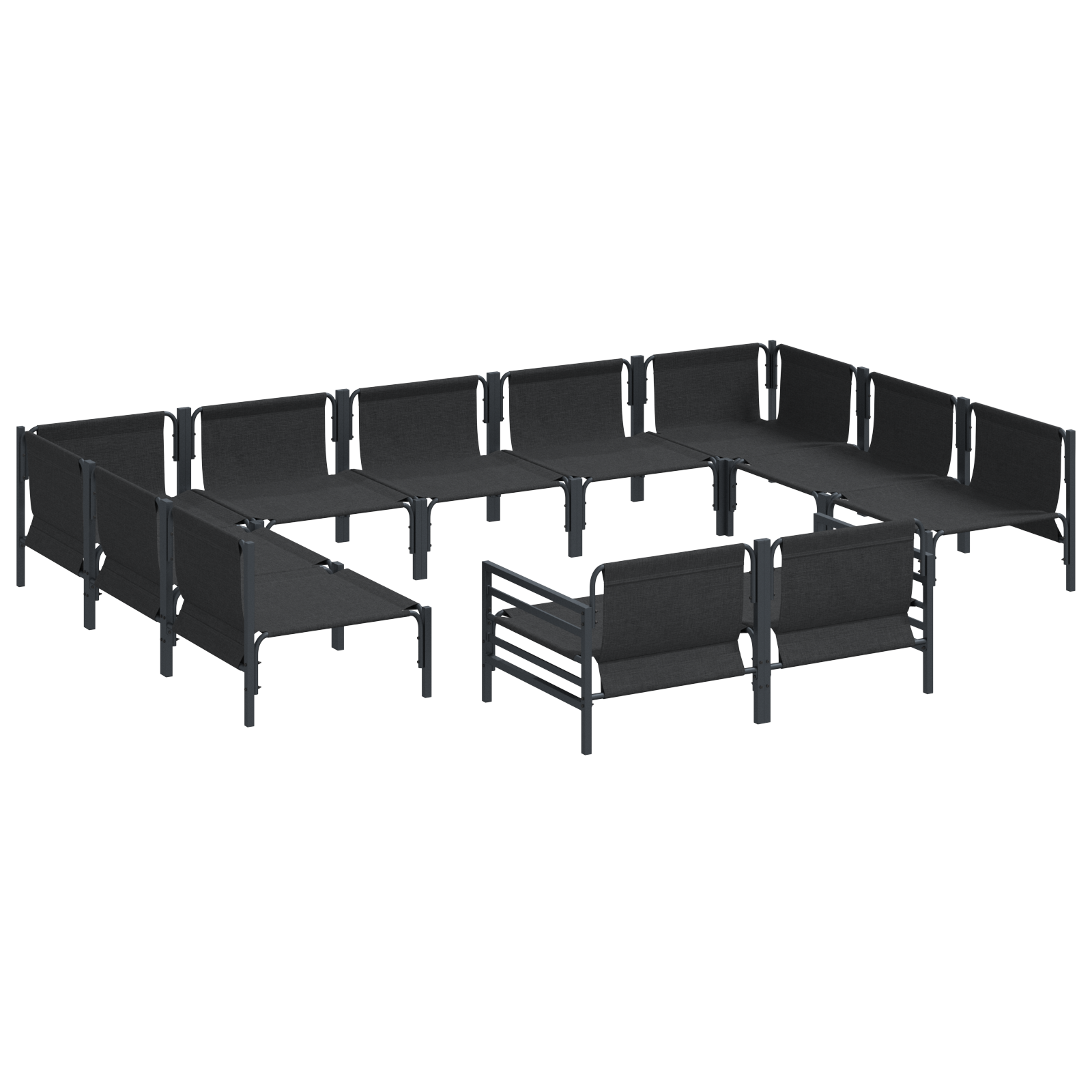 Hagesofa Set 11 pcs Antrasitt Stål