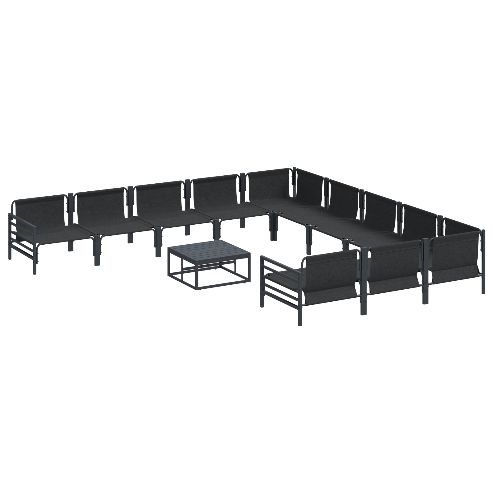 Hagesofa Set 12 pcs Antrasitt Stål