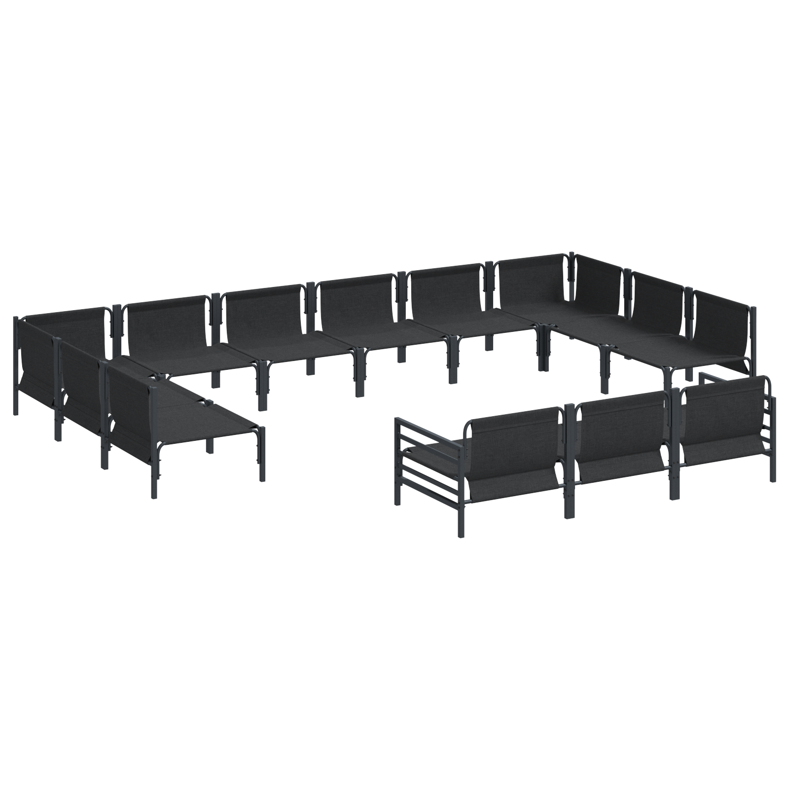 Hagesofa Set 13 pcs Antrasitt Stål