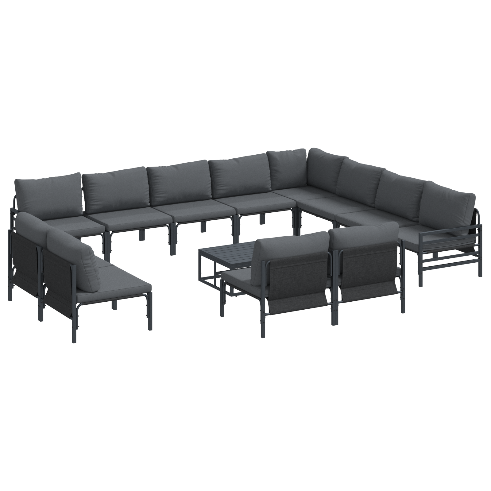 Hagesofa Set 13 pcs Antrasitt Stål