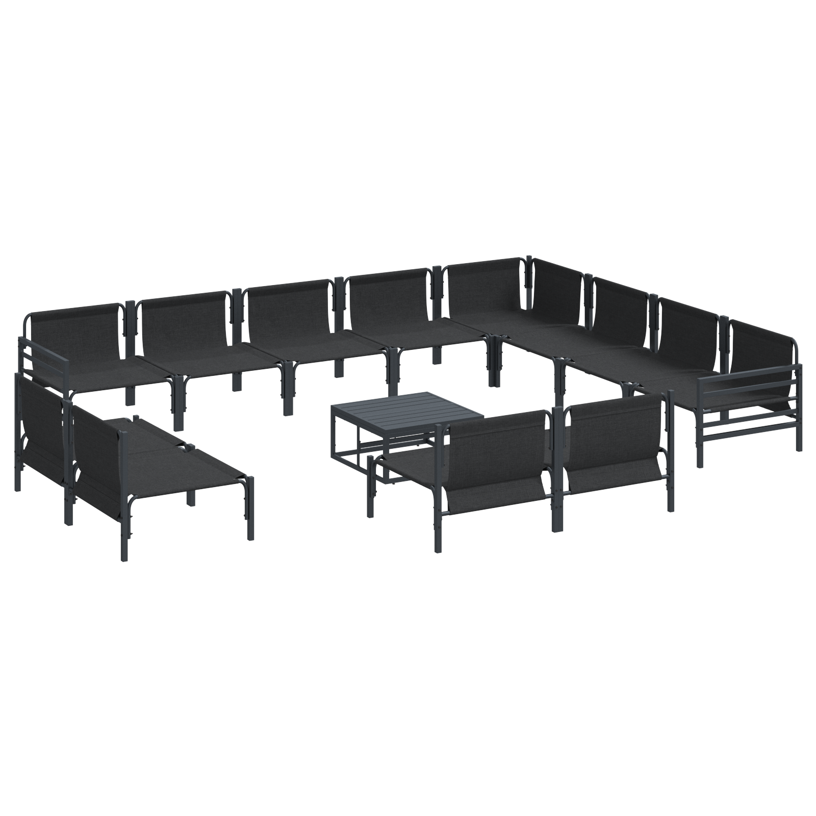 Hagesofa Set 13 pcs Antrasitt Stål